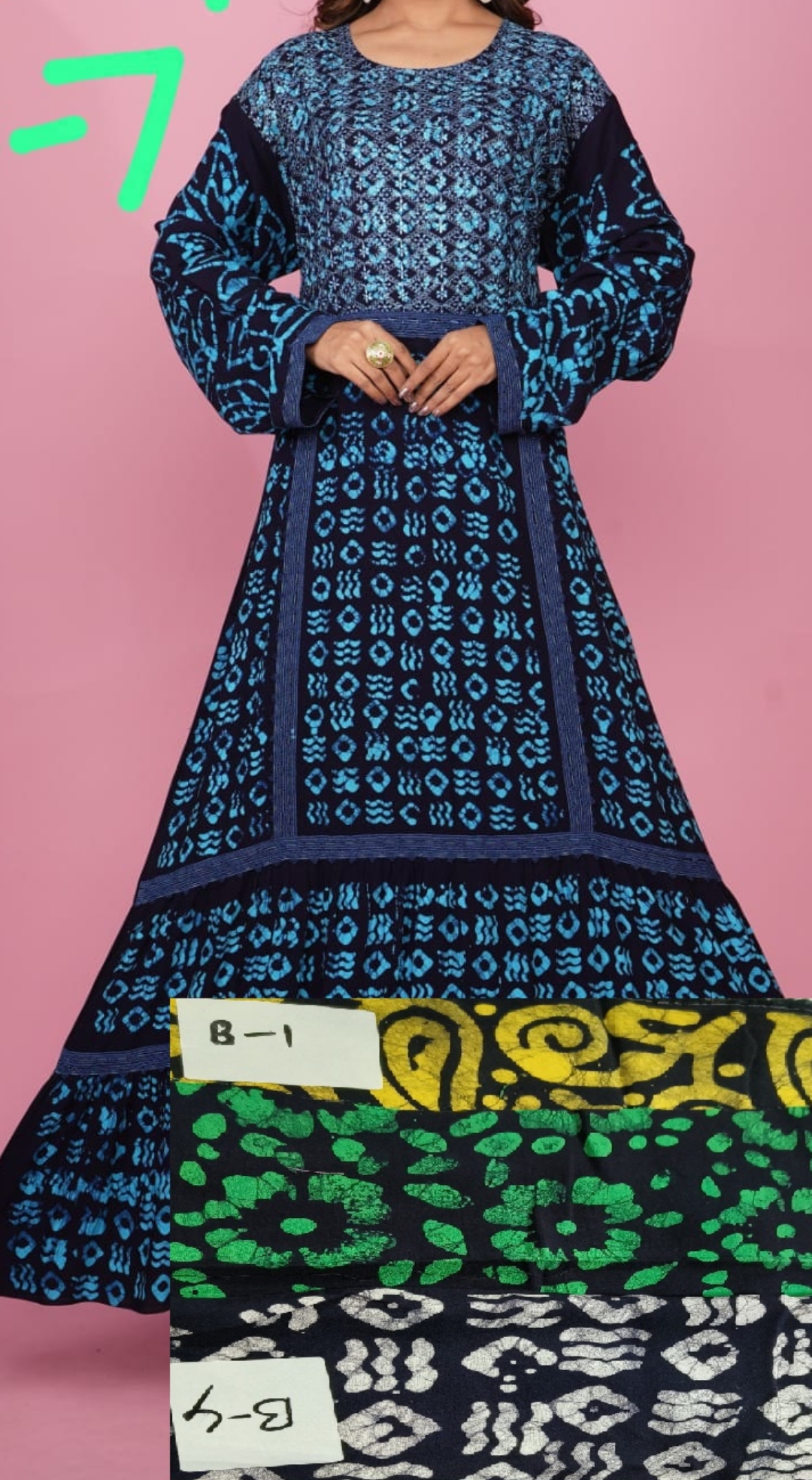 Traditional Blue Printed Maxi Dress