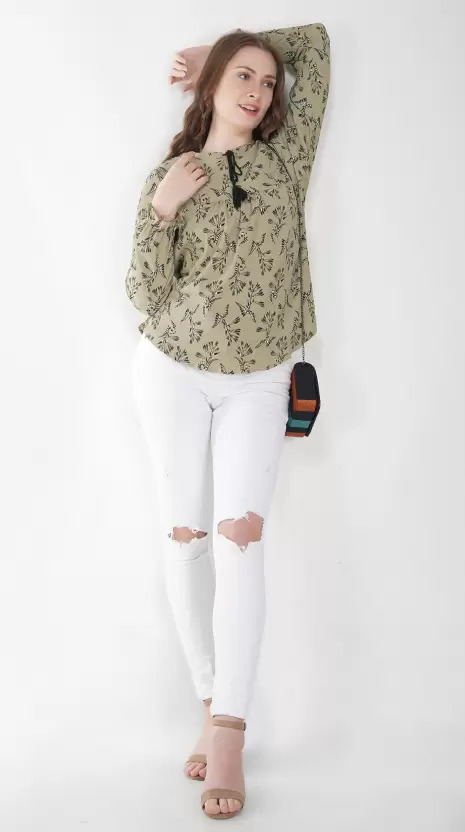 Olive Floral Printed Blouse