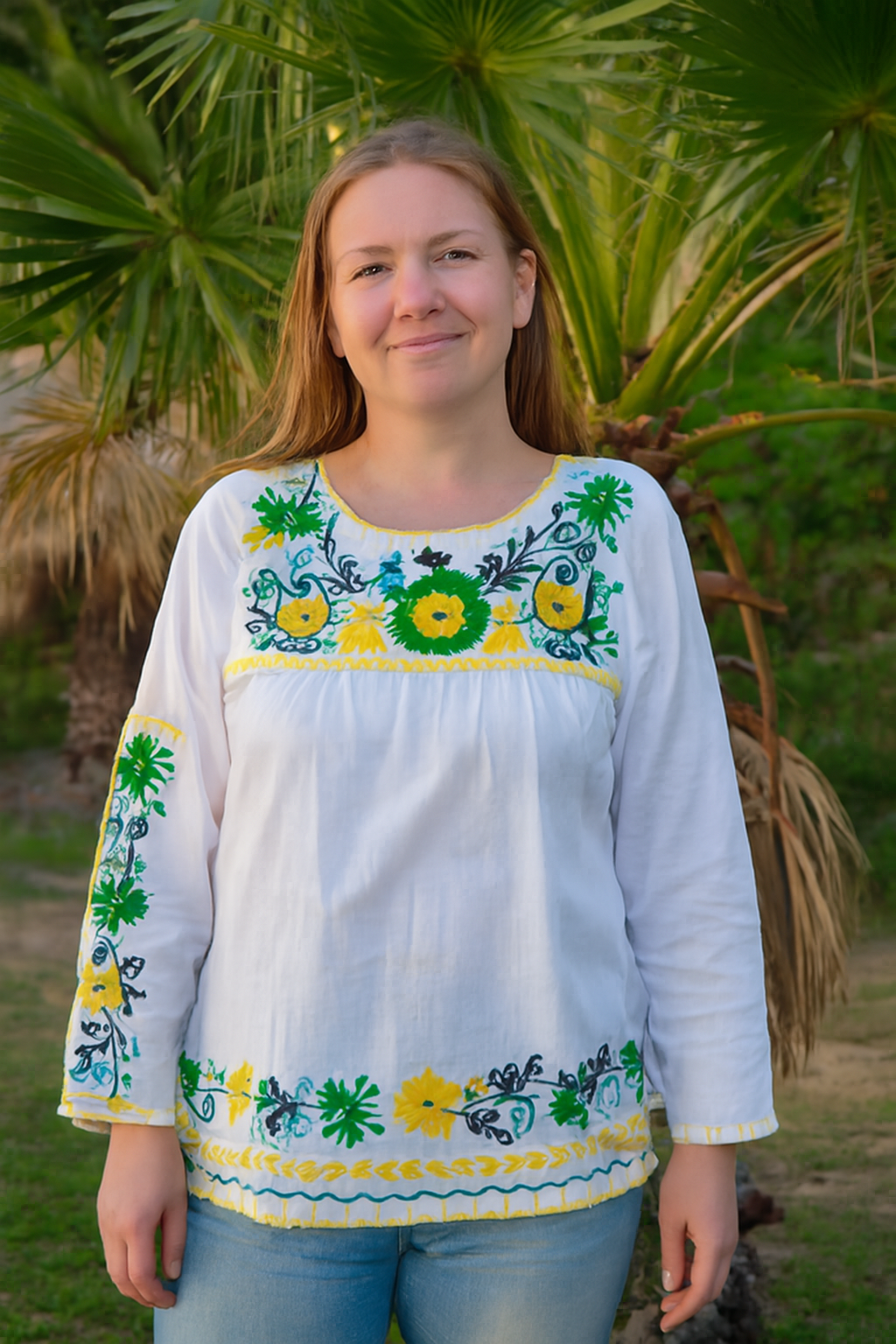 Embroidered White Cotton Blouse