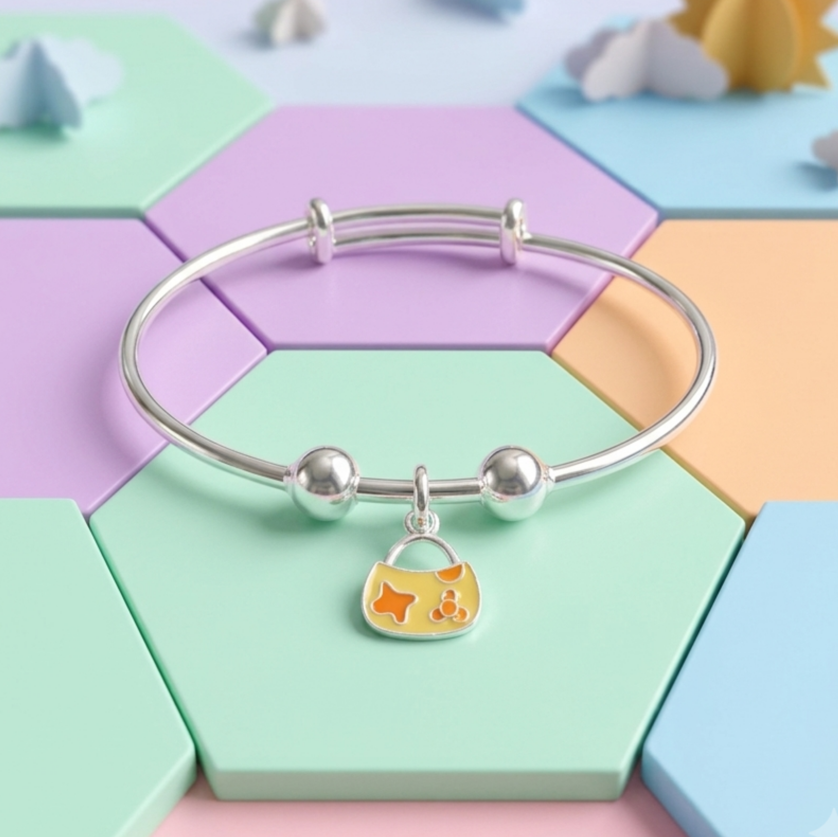 Silver Bracelet with Purse Charm