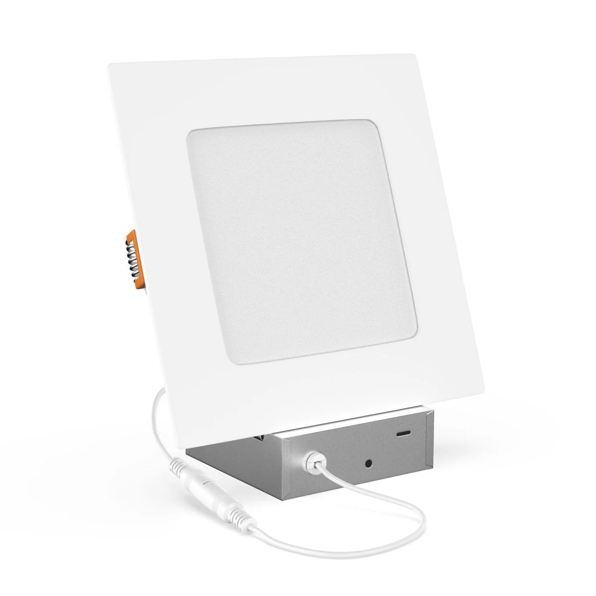 6-Inch Square LED Recessed Downlight with Junction Box – 12W, 3000K/4000K/5000K, 900 Lumens, Dimmable, Damp Location Rated
