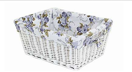 CESTINI IN VIMINI BIANCO CON FODERA DIM 44X33X H 20