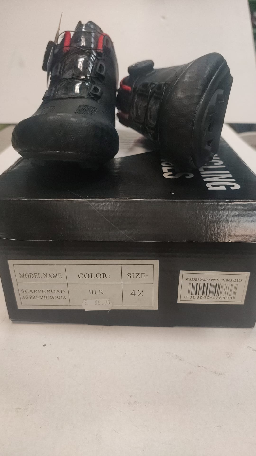 SCARPE ROAD AS PREMIUN BOA COLOR BLACK CON CHIUSURA A CRICCHETTO REGOLABILE N. 42 