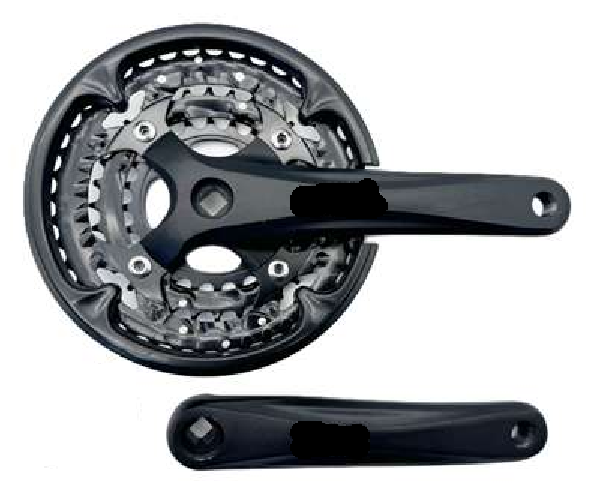 GUARNITURA MTB/CITY PEDIVELLA 170MM - CORONE 46-38-30 DENTI IN ACCIAIO RIVESTITO IN RESINA