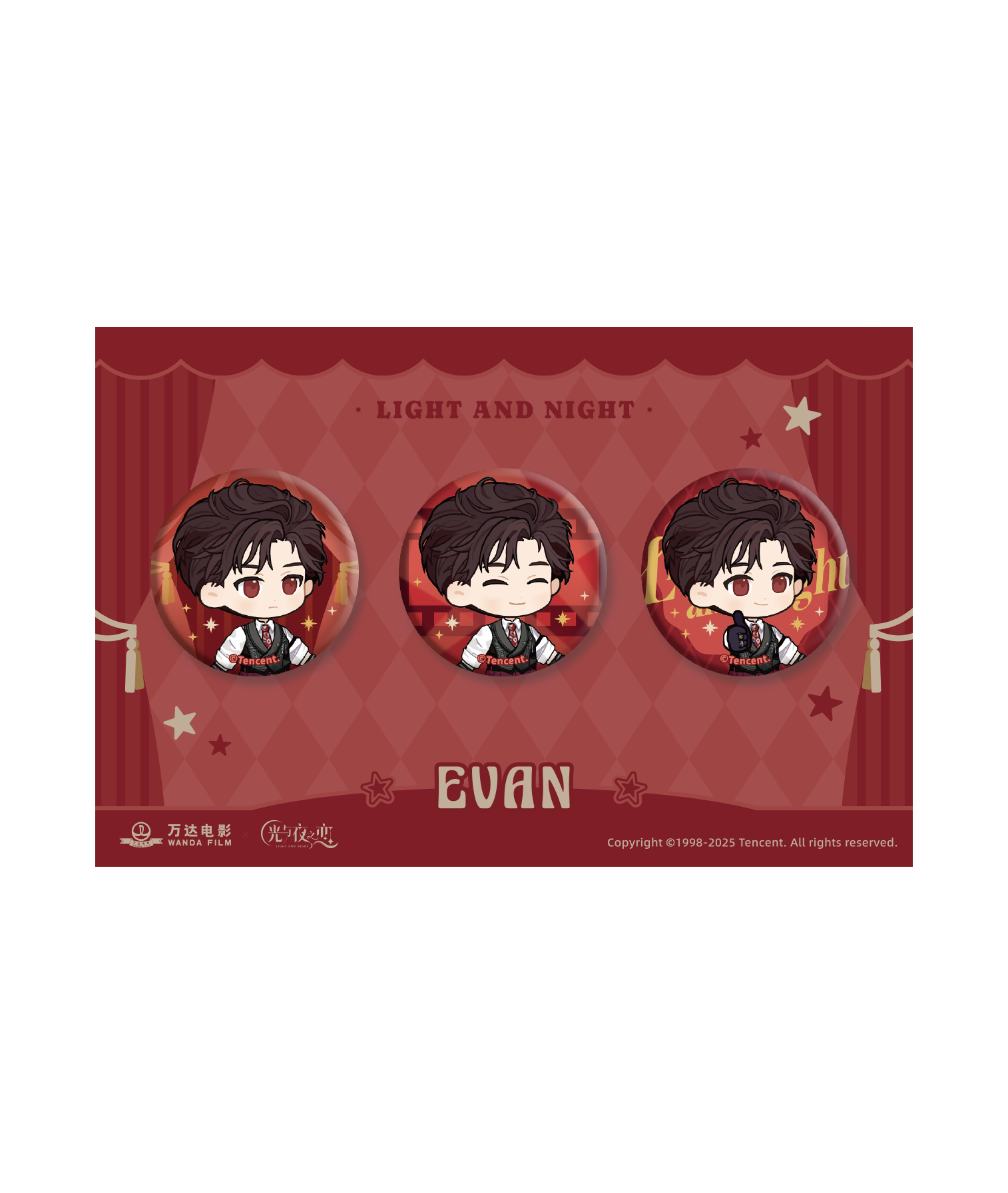 [LIGHT AND NIGHT] Light and Night x Wanda Film Chibi Badge Set