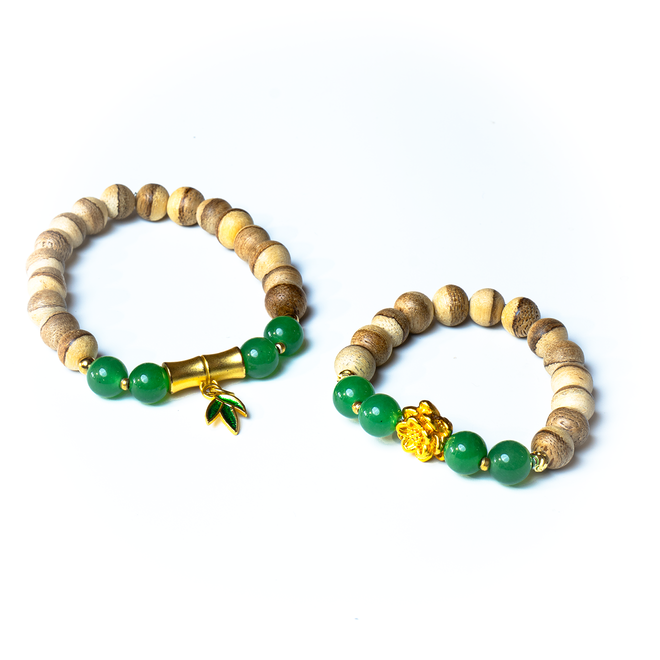 Vòng tay gỗ mix đá xanh 21 22