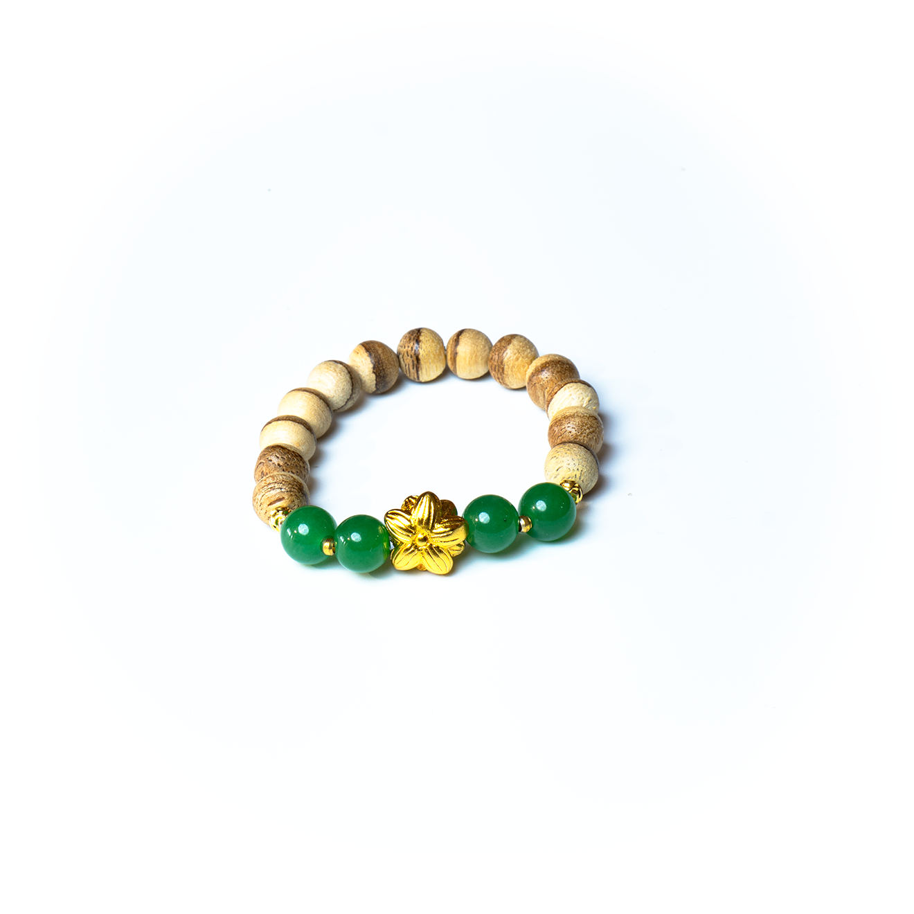 Vòng tay gỗ mix đá xanh 21 22