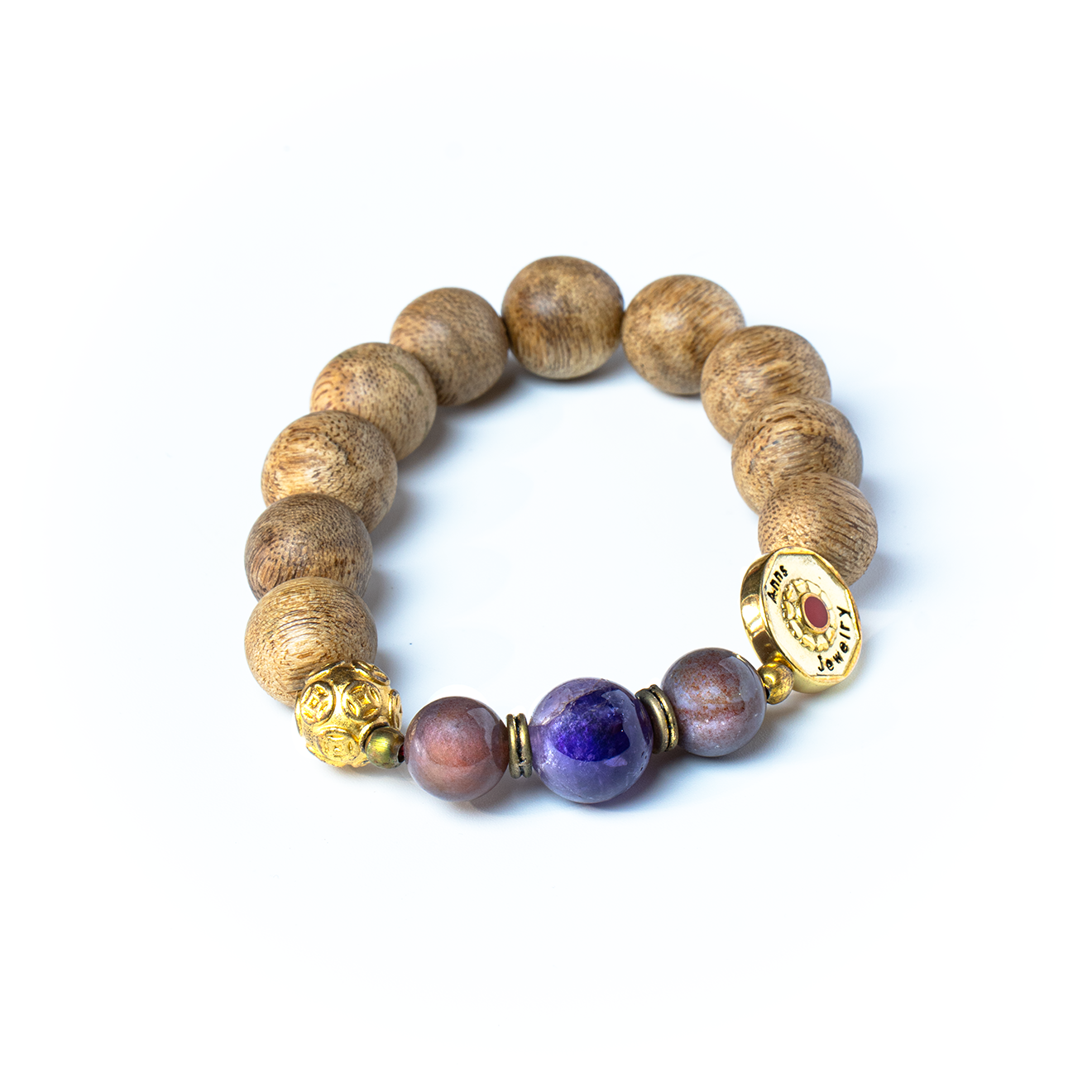 Vòng tay gỗ trầm hương đá phong thủy