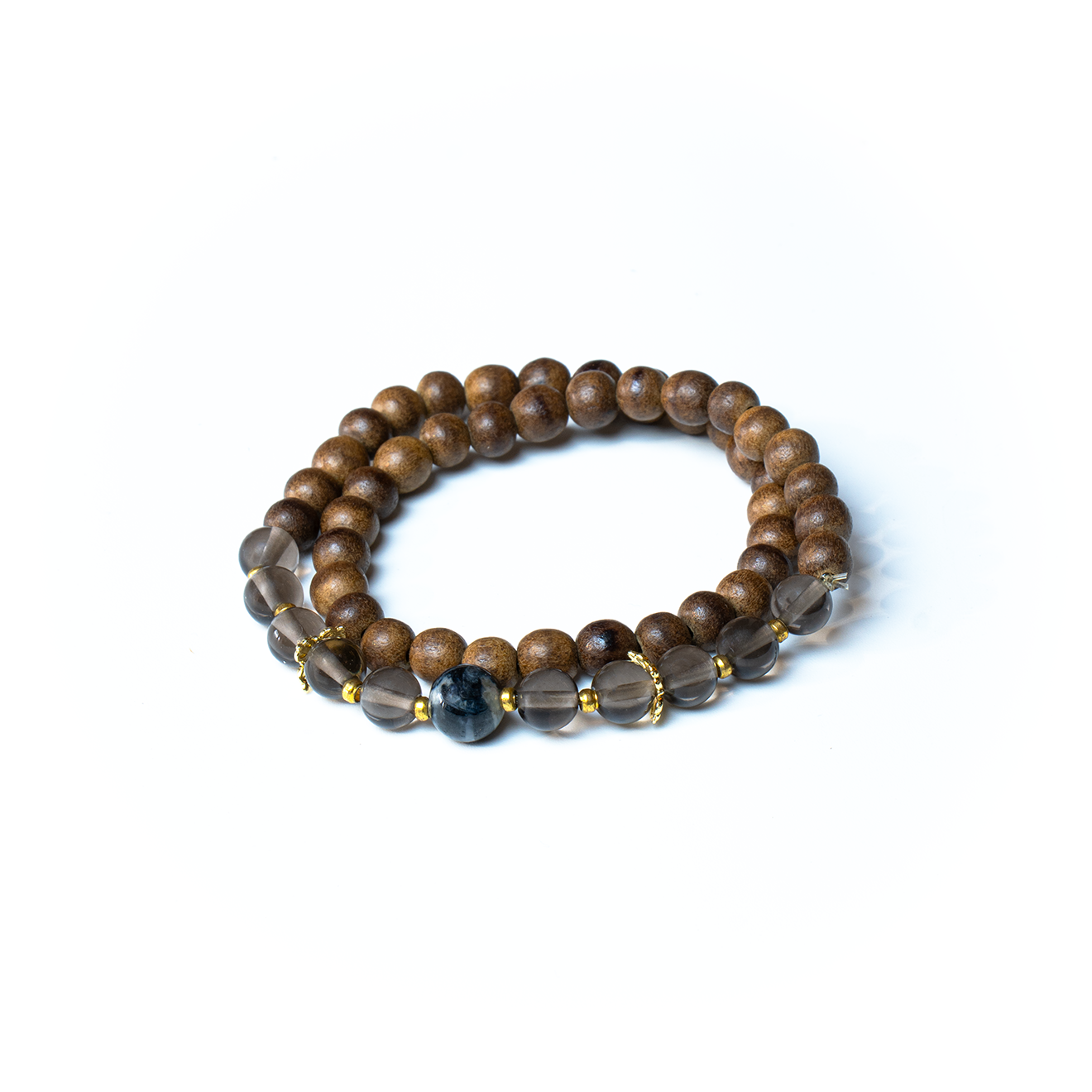 Vòng tay gỗ trầm phối đá 5