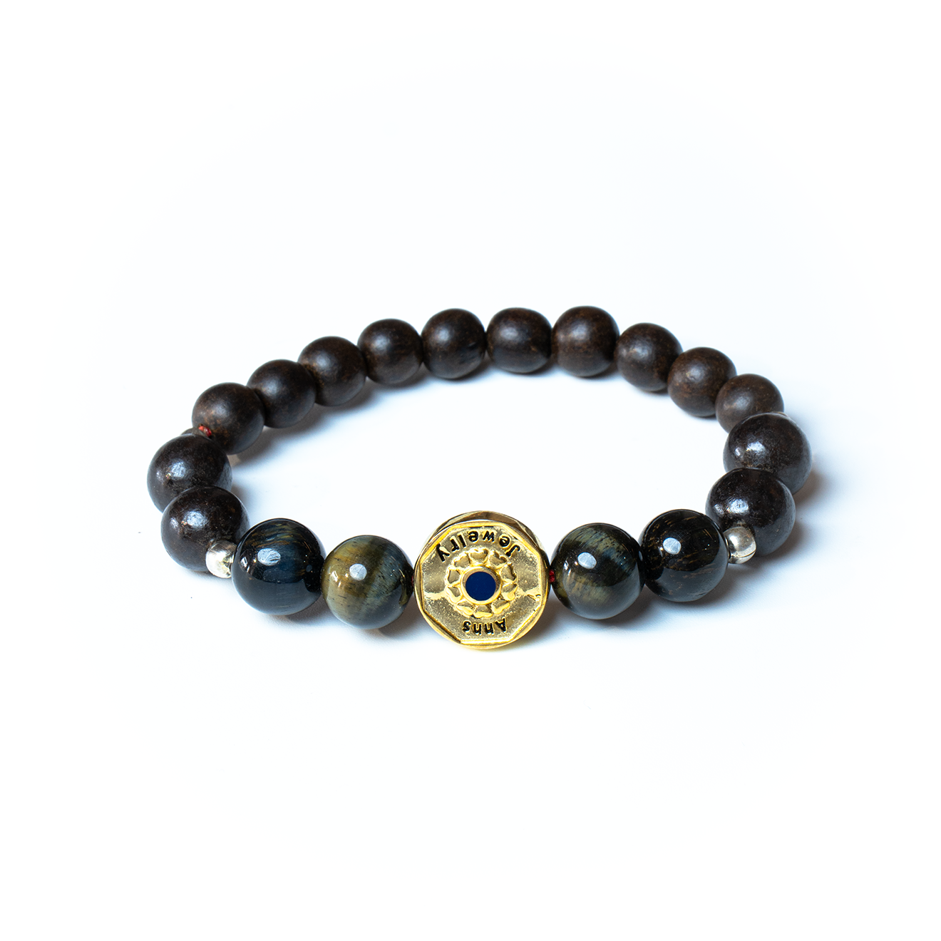 Vòng tay gỗ mun mix đá mắt hổ