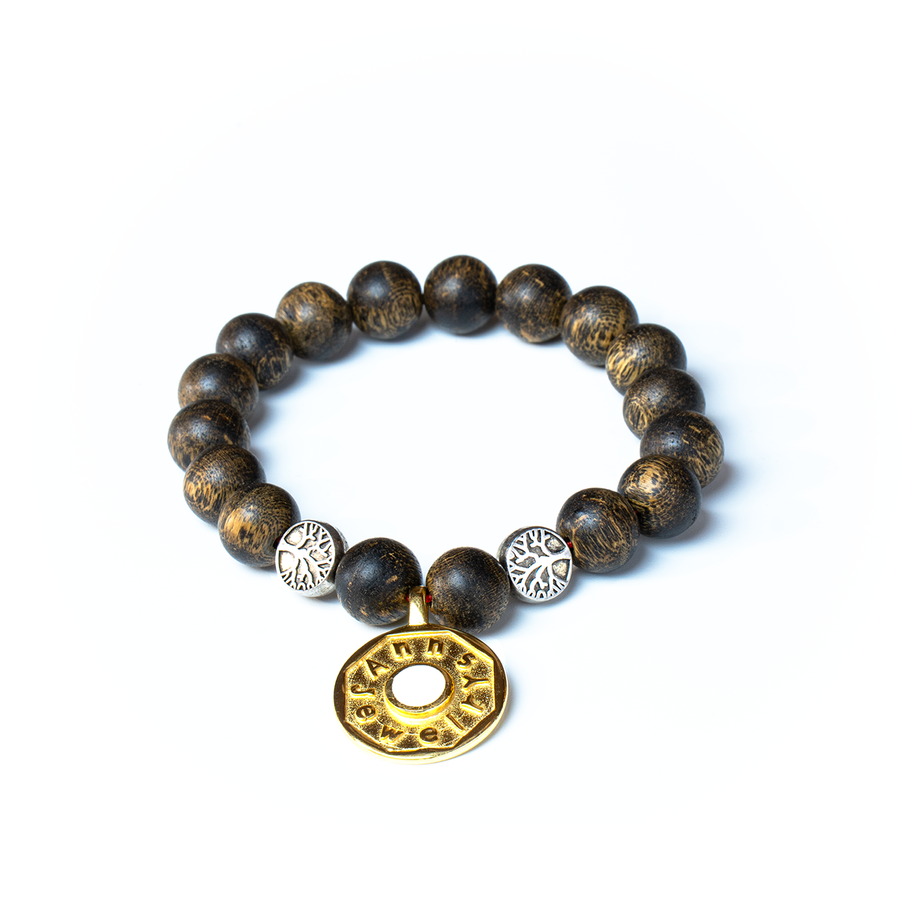 Vòng tay trầm hương charm vàng