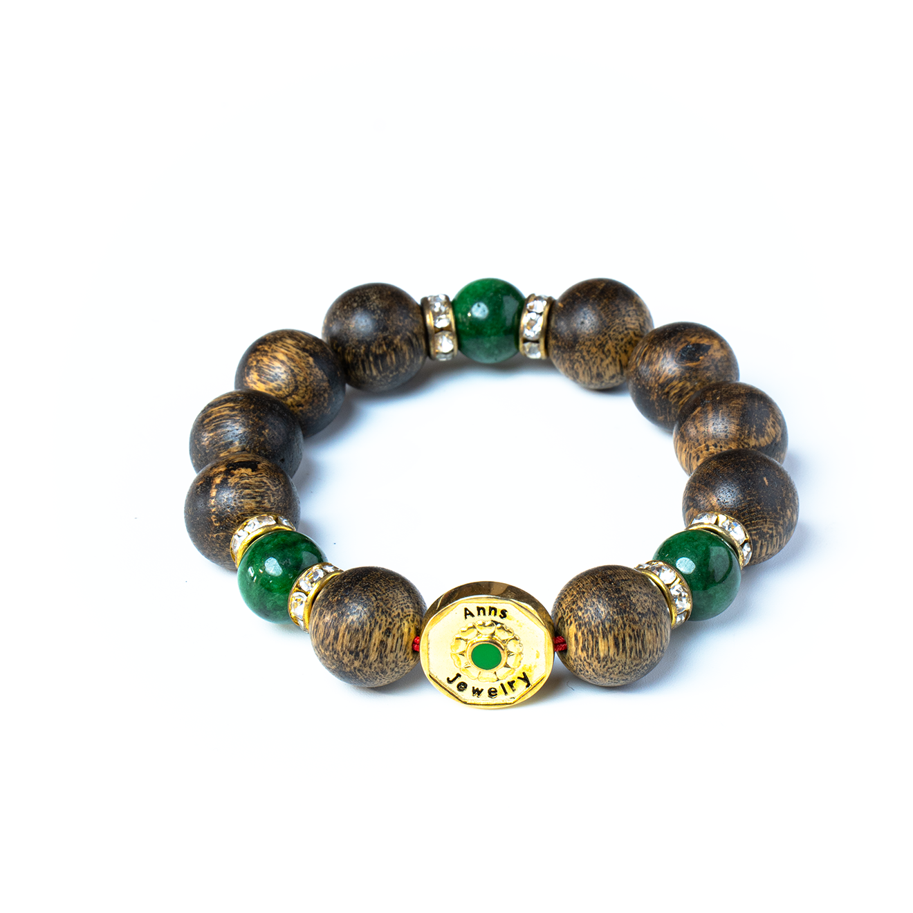 Vòng Tay Gỗ Trầm Hương Mix Đá Xanh