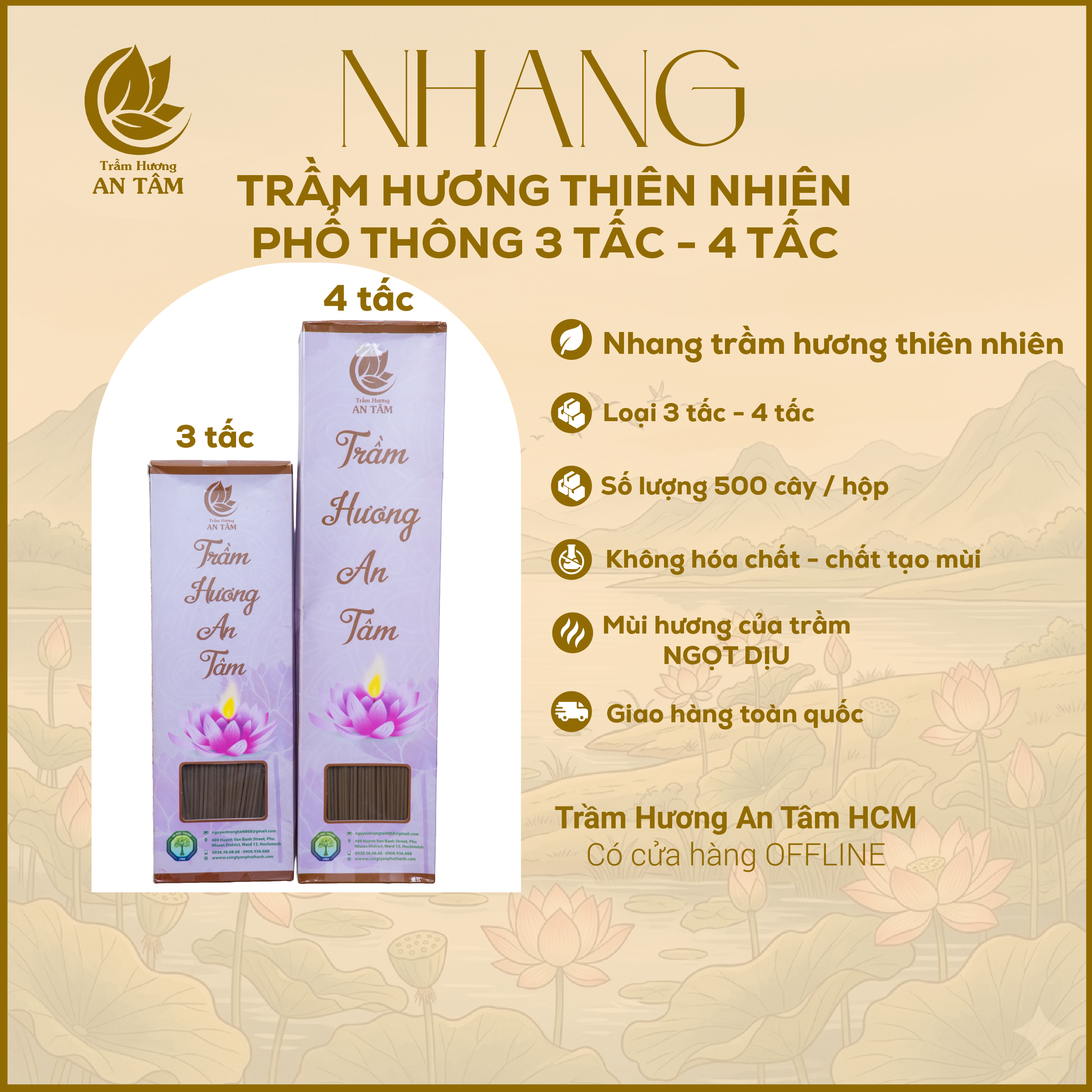 Nhang Trầm Hương Thiên Nhiên 3 Tấc - 4 Tấc