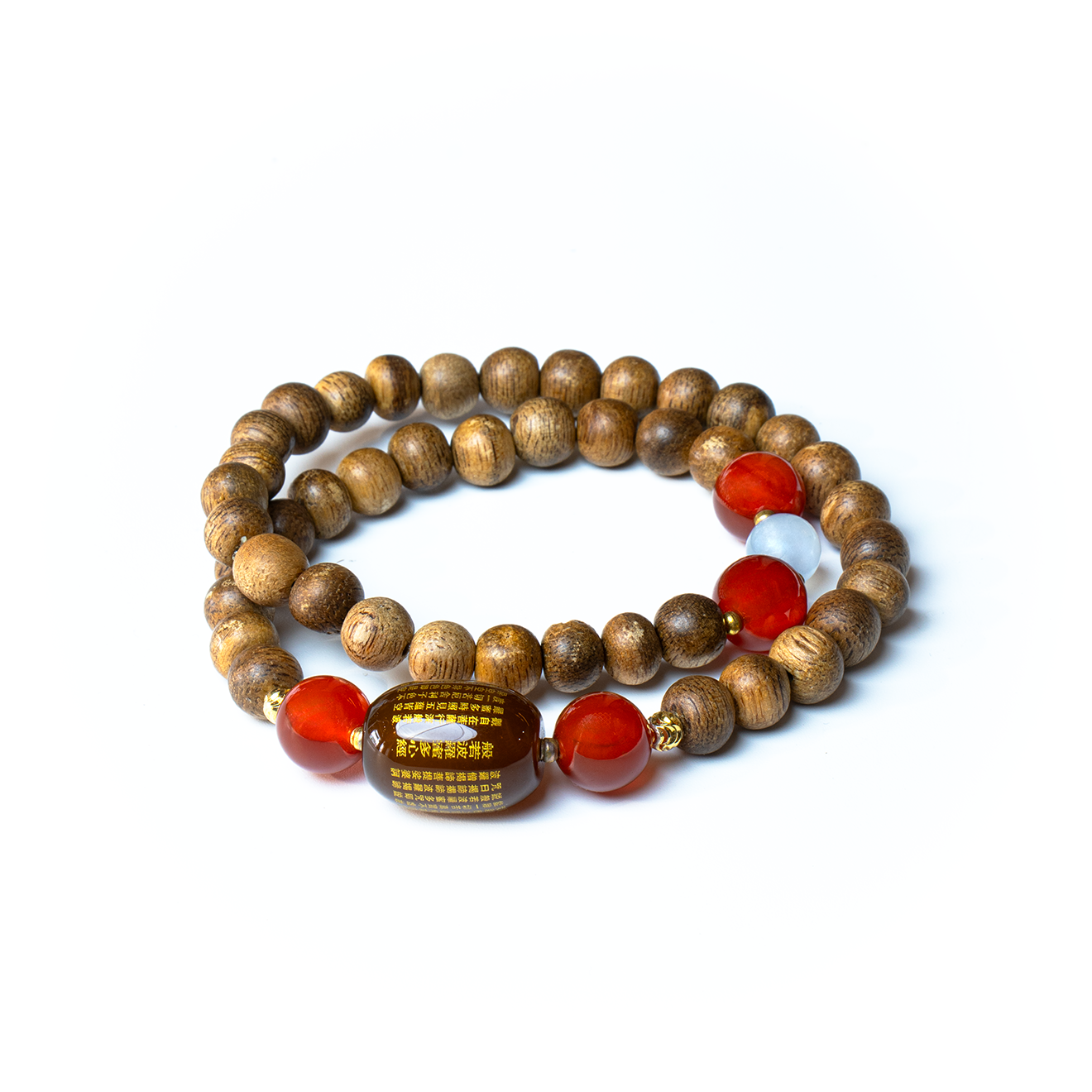 Vòng tay gỗ trầm phối đá mã não 6