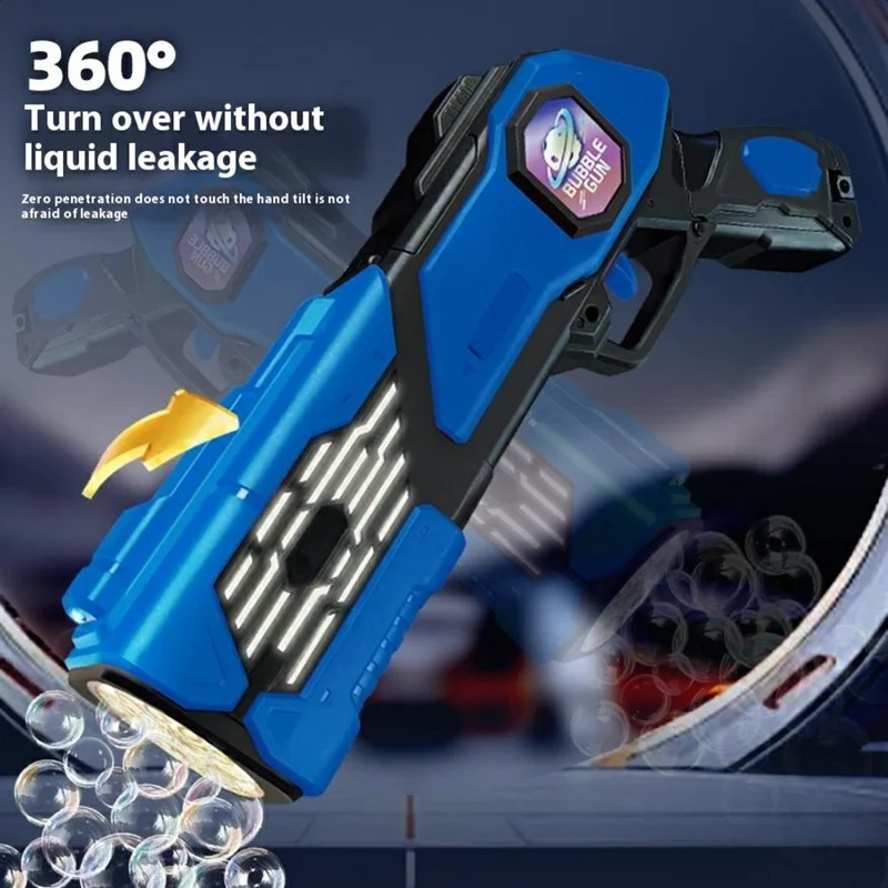 Auto Bubble Machine Toy for Kids Handheld Electric Bubble Gun Multiple Holes Colorful Bubbles with LED Lights - Blue, Red