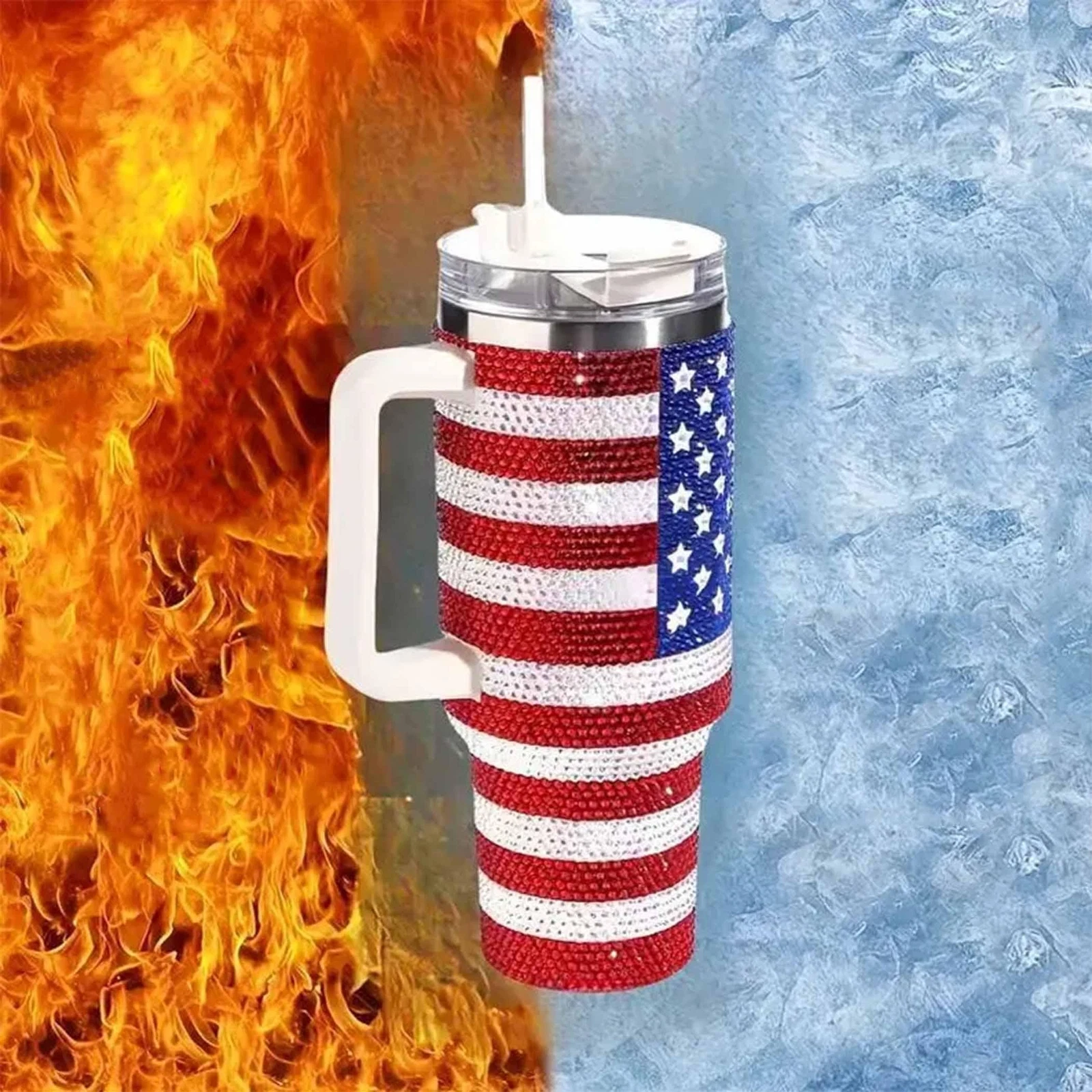 American Flag Rhinestone Tumbler 40oz