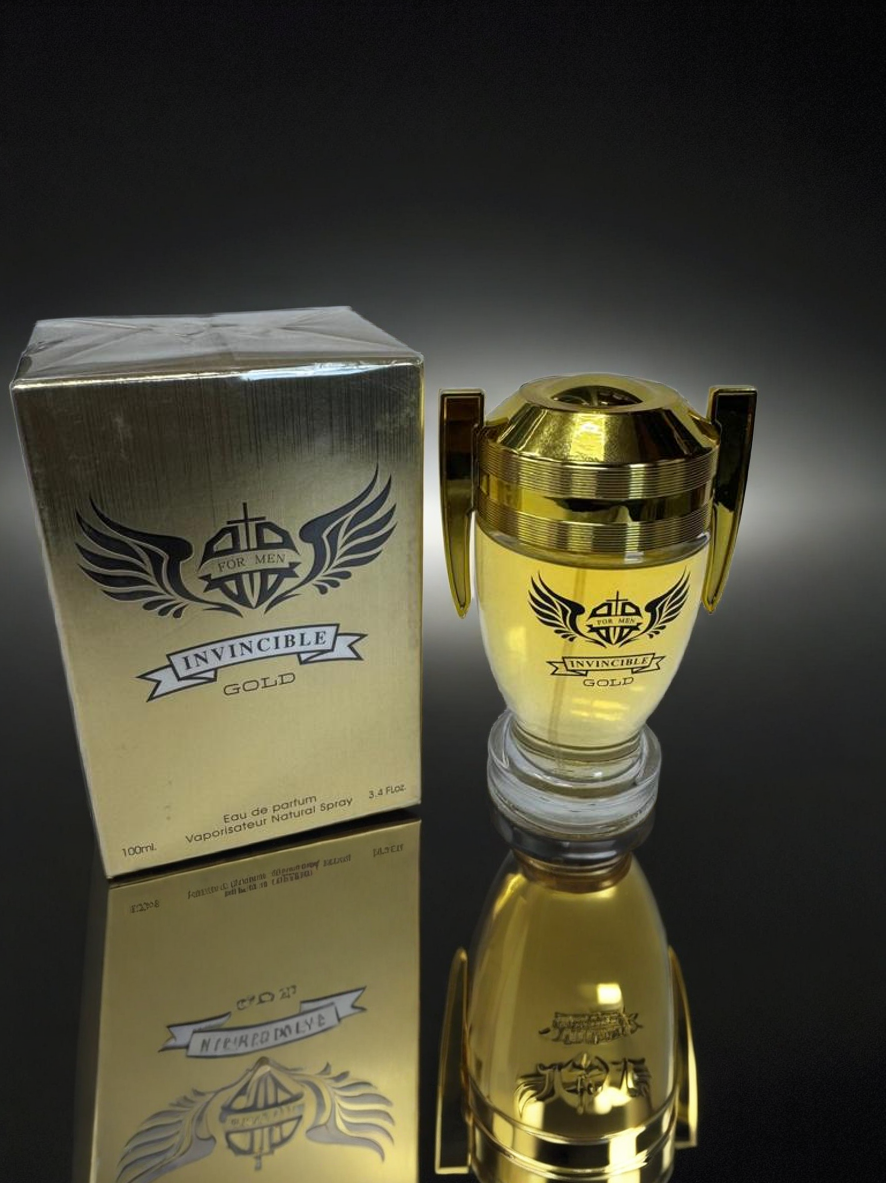 Invincible Gold Men's Cologne–Bold & Sophisticated Scent Eau de Toilette With Citrus, Spice, And Woody Notes Natural Spray Fragrance 3.4Fl Oz