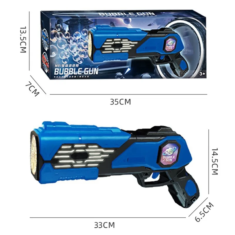 Auto Bubble Machine Toy for Kids Handheld Electric Bubble Gun Multiple Holes Colorful Bubbles with LED Lights - Blue, Red