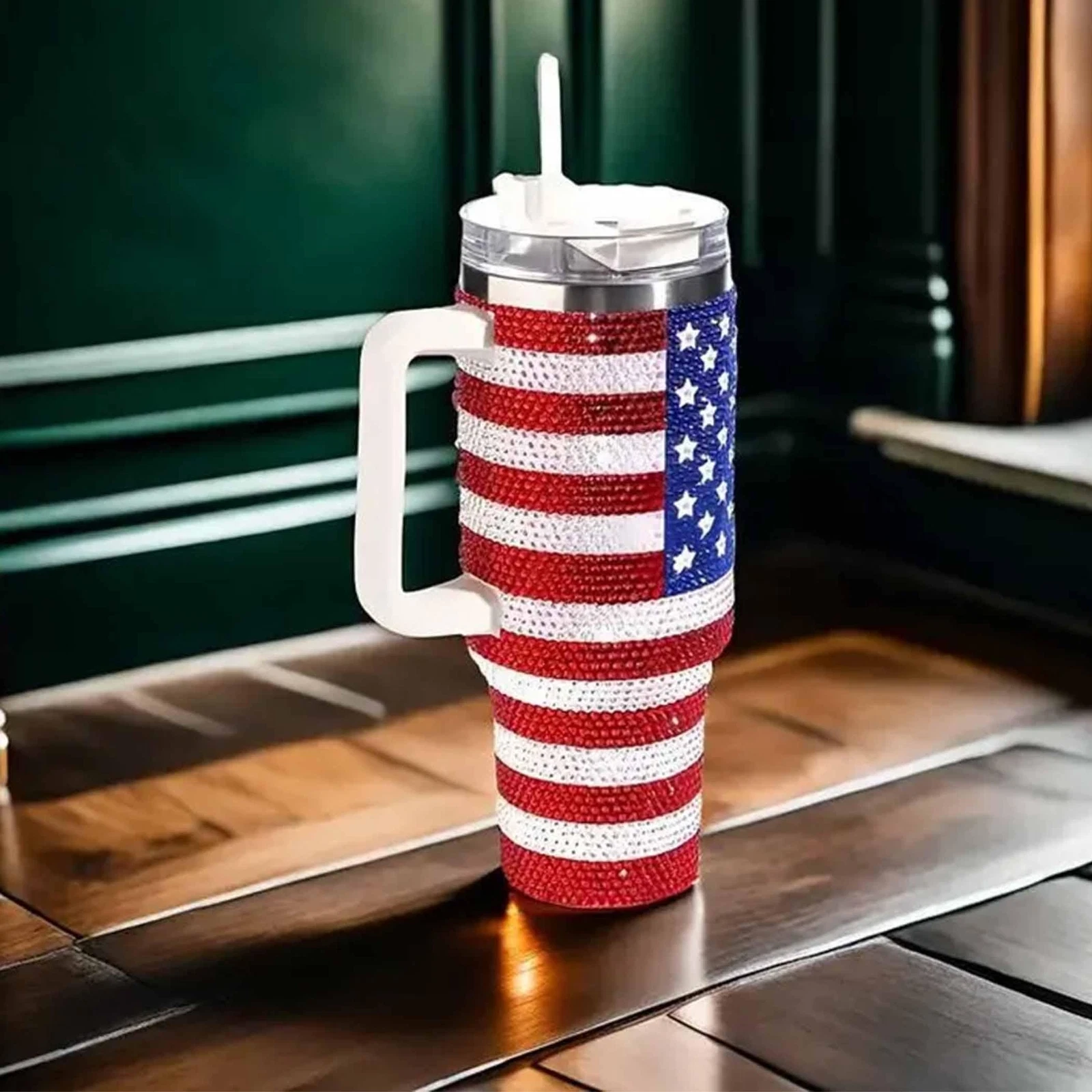 American Flag Rhinestone Tumbler 40oz