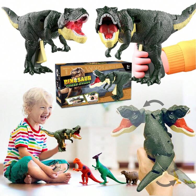Novel Dinosaur Toy For Children And Boys Over 3 Years Old 28cm Dinosaur Model Manual Telescopic Spring Swing Movable Joint Dinosaur Toy Halloween Christmas Birthday Party Gift