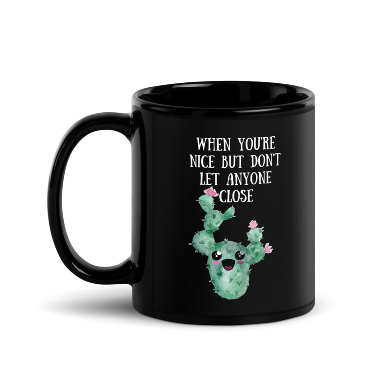 The Prickly Sweet Black Mug — Bold Humor for Kind Souls