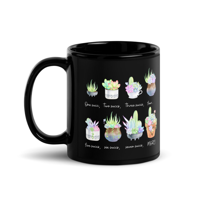 Endless Succs Black Mug — Dark & Funny Succulent Mug