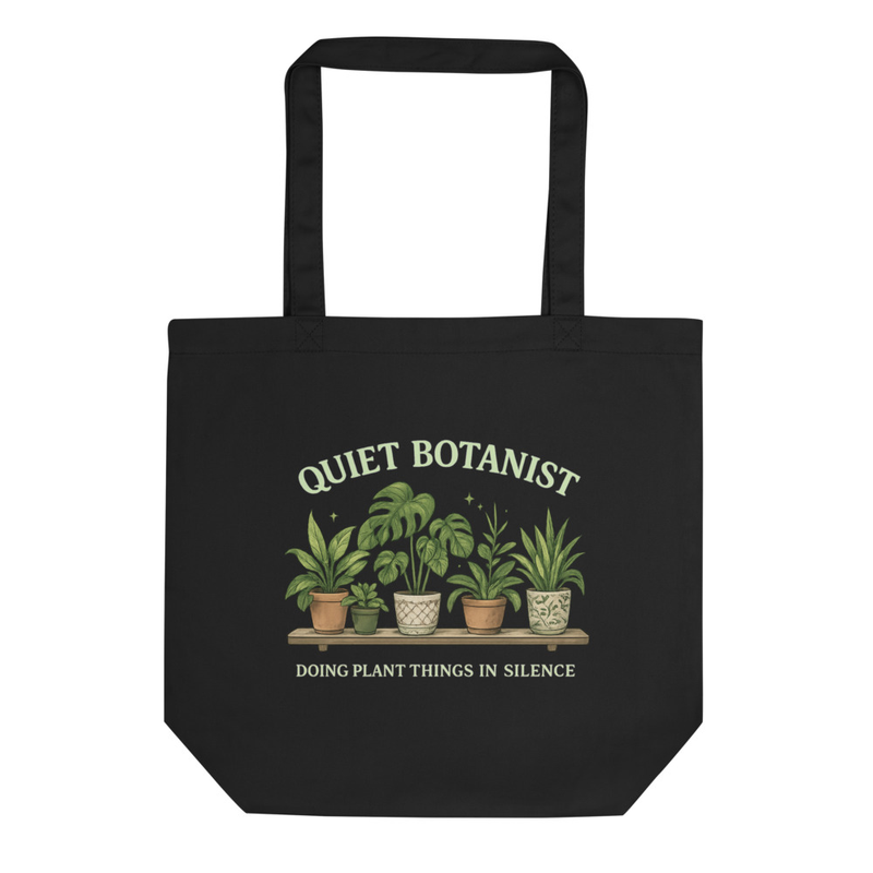 Quiet Botanist Eco Tote | Organic Cotton Plant Lover Tote Bag black