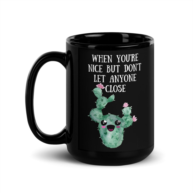 The Prickly Sweet Black Mug — Bold Humor for Kind Souls