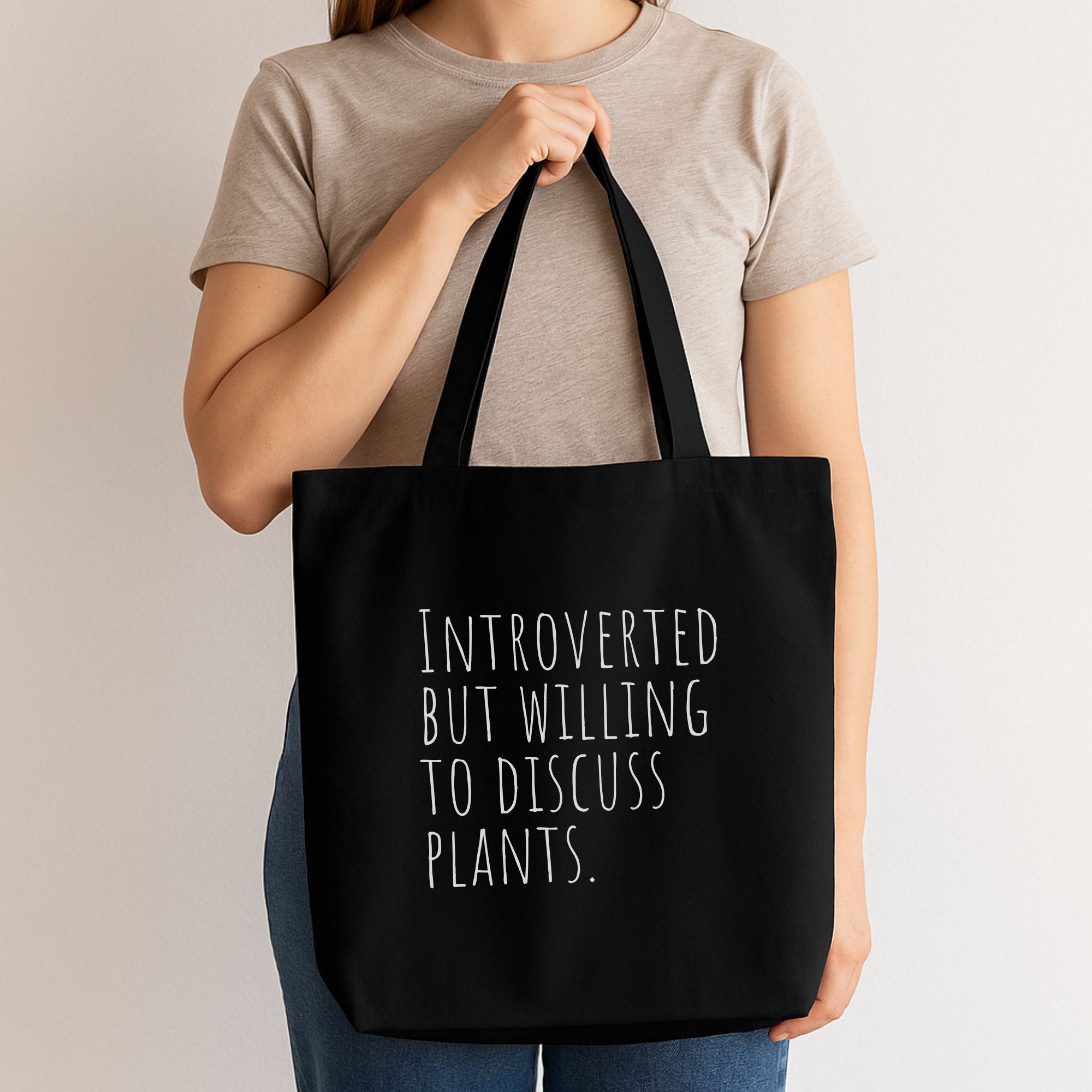The Quiet Botanist Tote Black — Eco-Friendly Reusable Bag for Plant Lovers