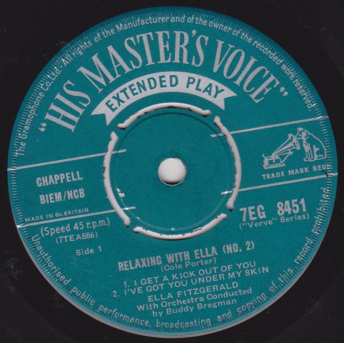 Ella Fitzgerald With Buddy Bregman's Orchestra – Relaxing With Ella (No. 2) (HMV 1959) 7" vinyl EP VG/-