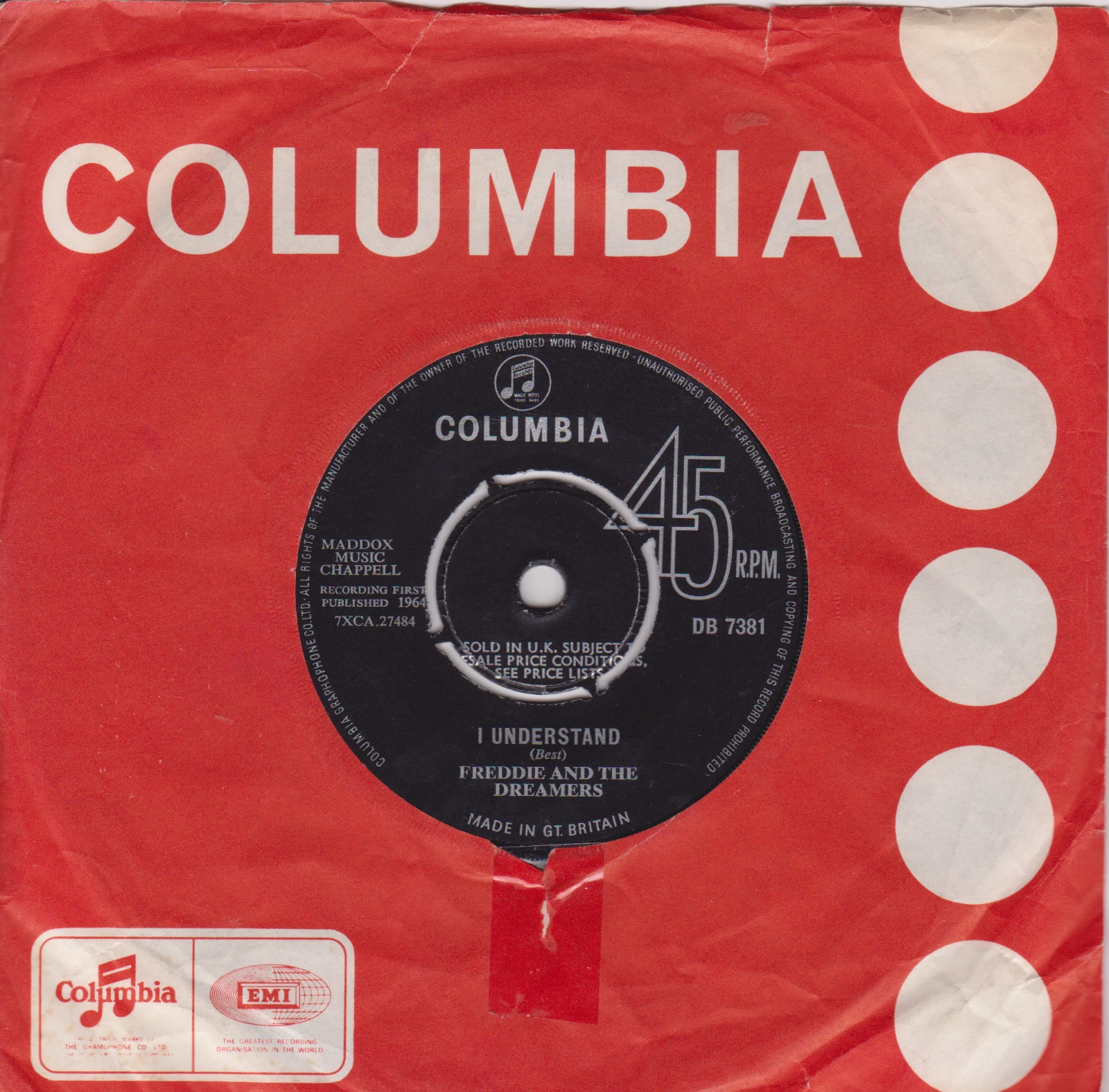 Freddie & The Dreamers – I Understand (Columbia, 1964) 7" vinyl single VG/G+