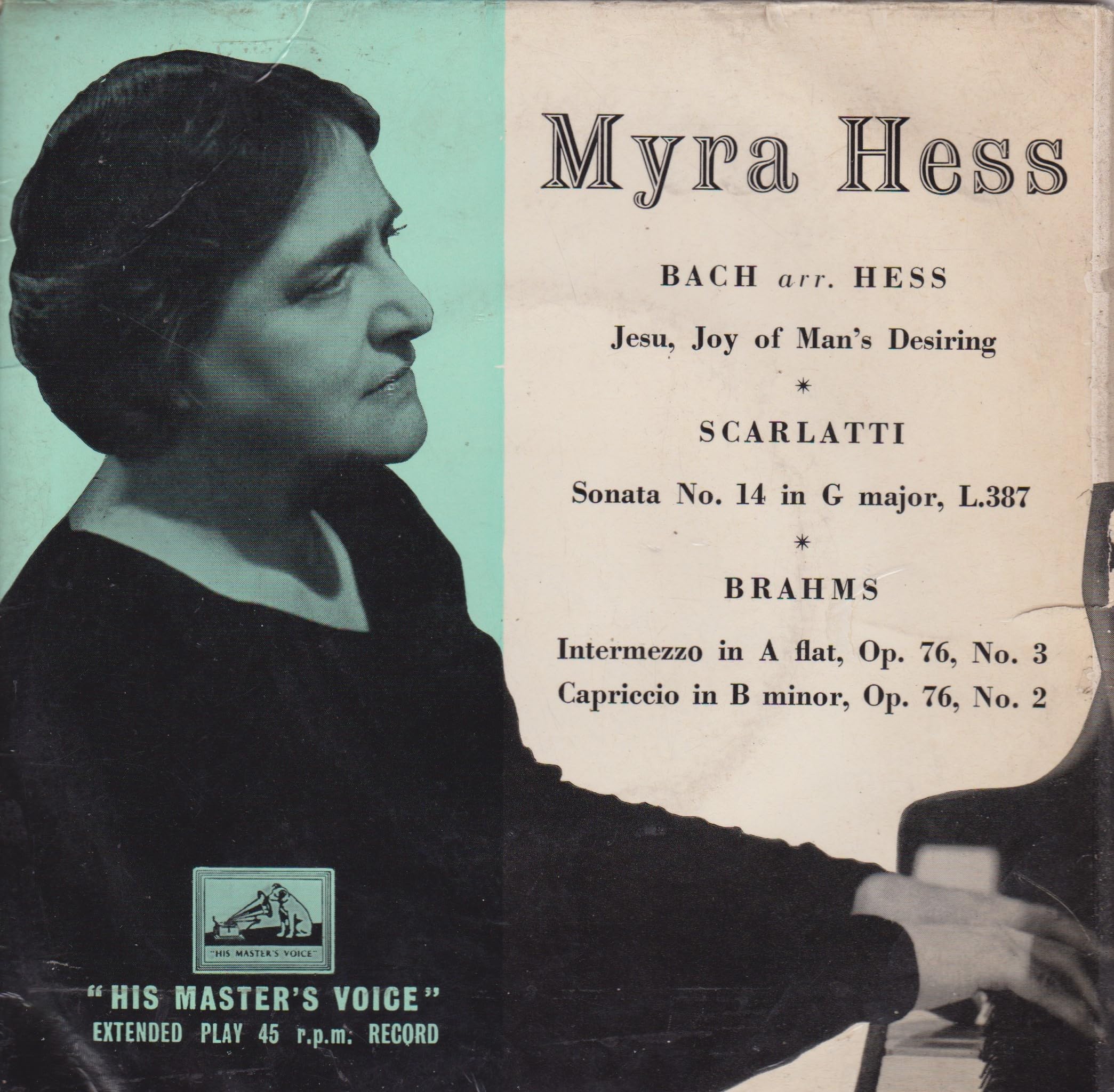 Myra Hess ‎– Piano Recital (HMV 1963) 7" vinyl EP VG/VG