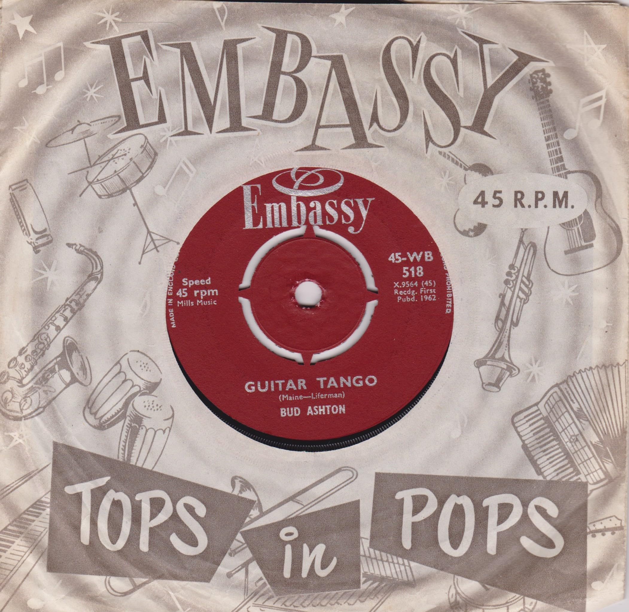 Bud Ashton / Paul Rich – Guitar Tango / Roses Are Red (Embassy 1962) 7" vinyl single VG/VG