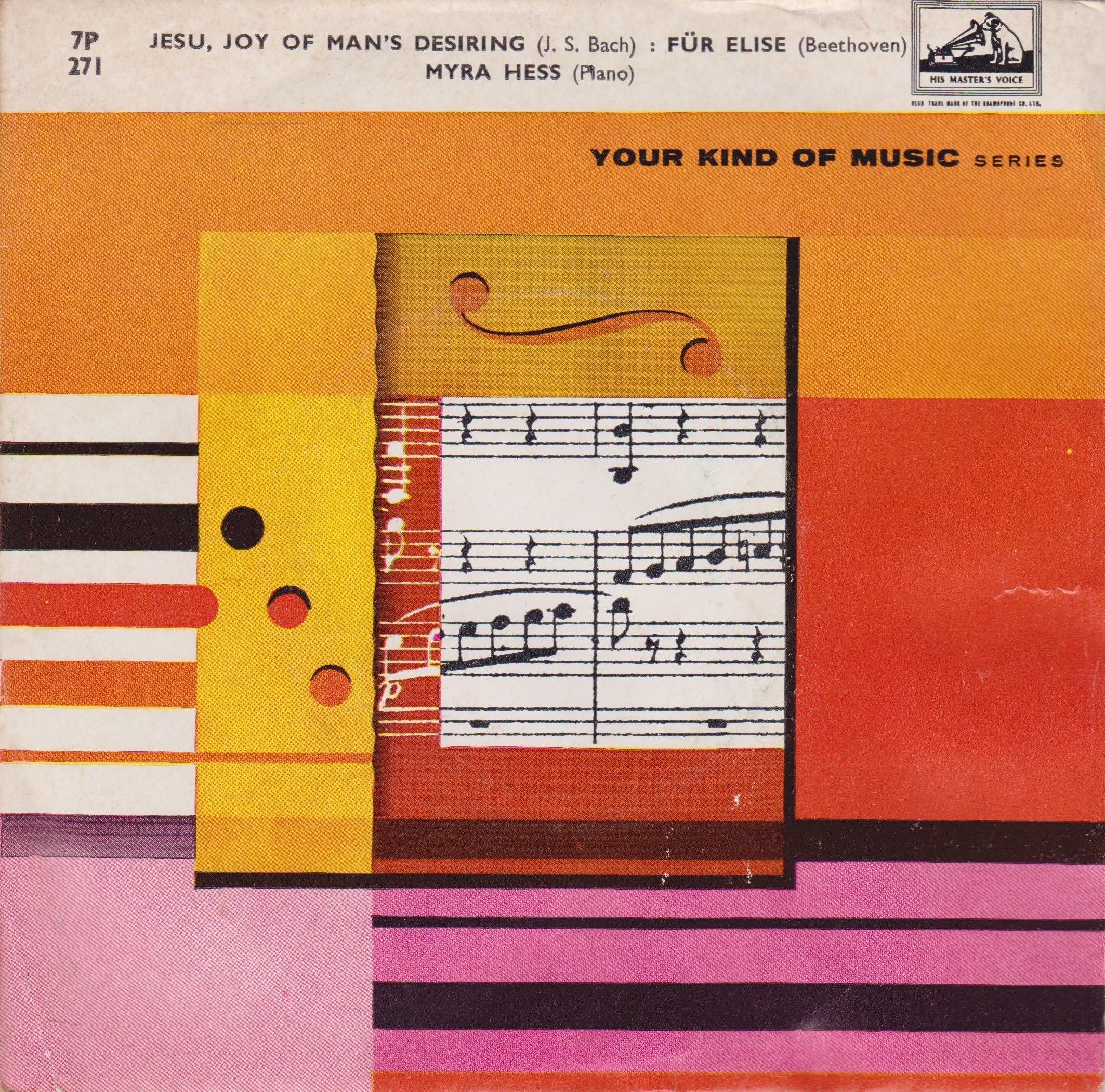 Myra Hess – Jesu, Joy Of Man's Desiring (HMV) 7" vinyl single VG/VG