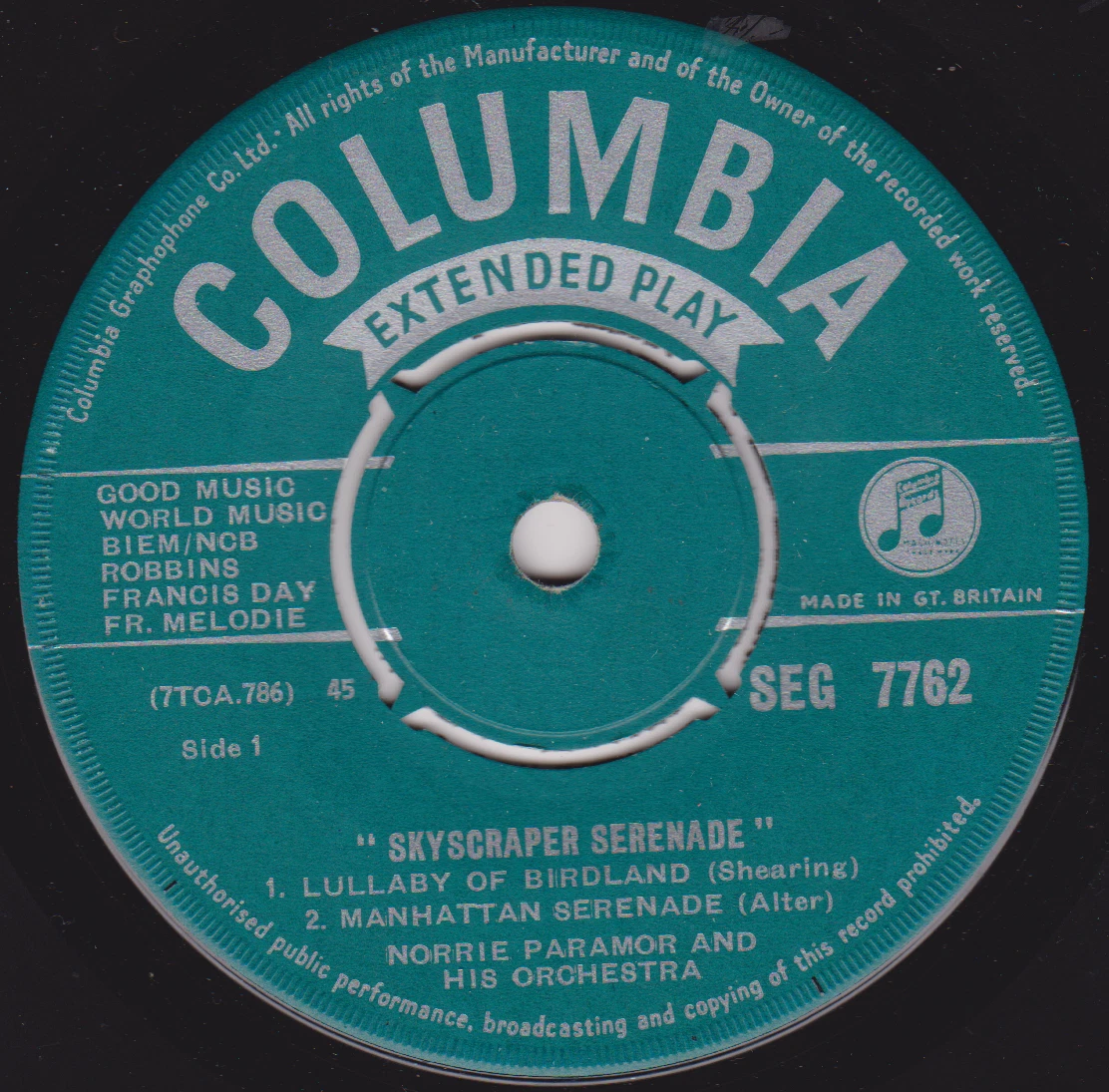 Norrie Paramor And His Orchestra – Skyscraper Serenade (Columbia) 7" vinyl EP VG
