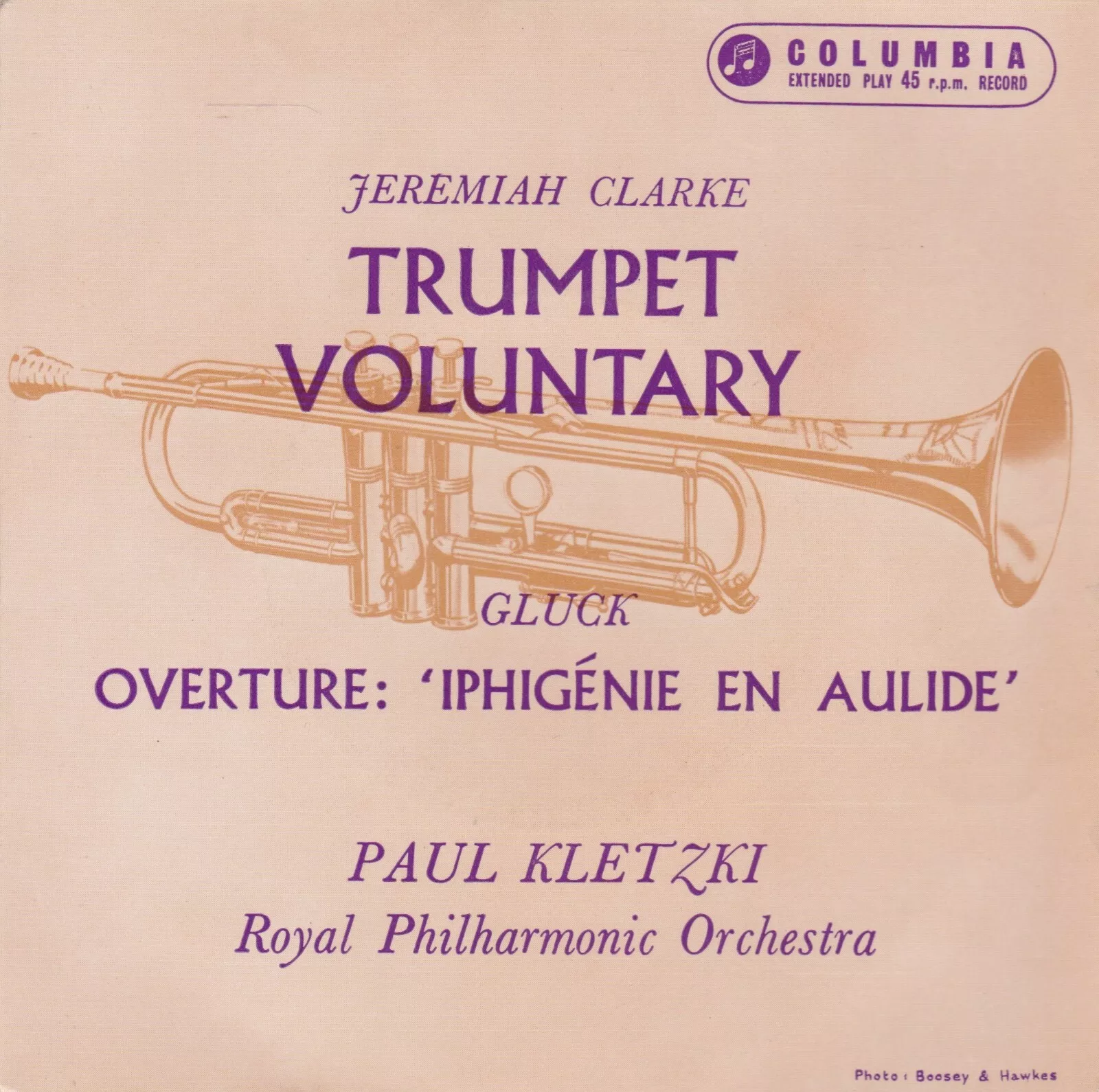 Royal Philharmonic Orchestra – Jeremiah Clarke: Trumpet Voluntary 7" vinyl EP VG