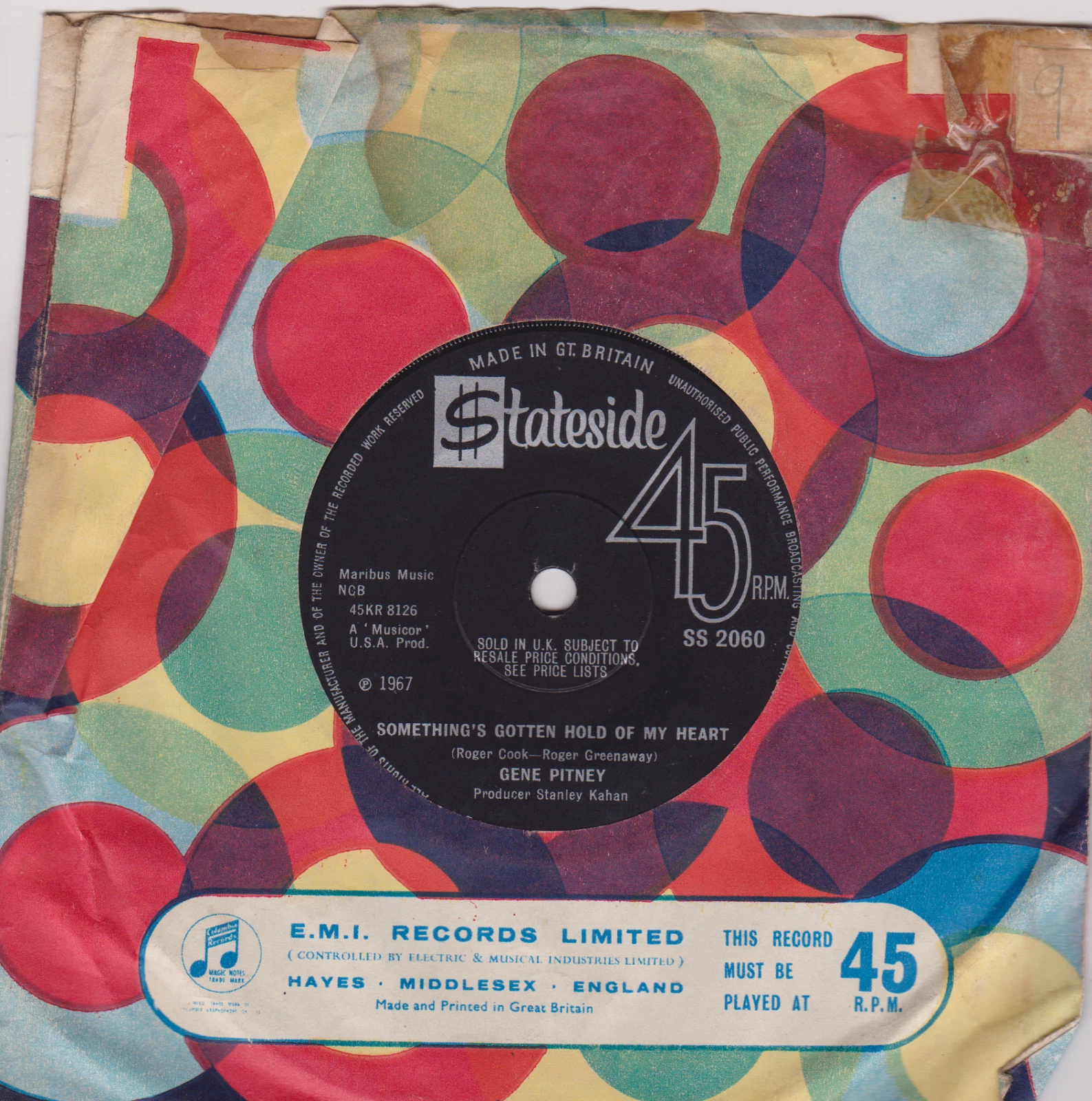 Gene Pitney – Something's Gotten Hold Of My Heart (Stateside 1967) 7" vinyl VG