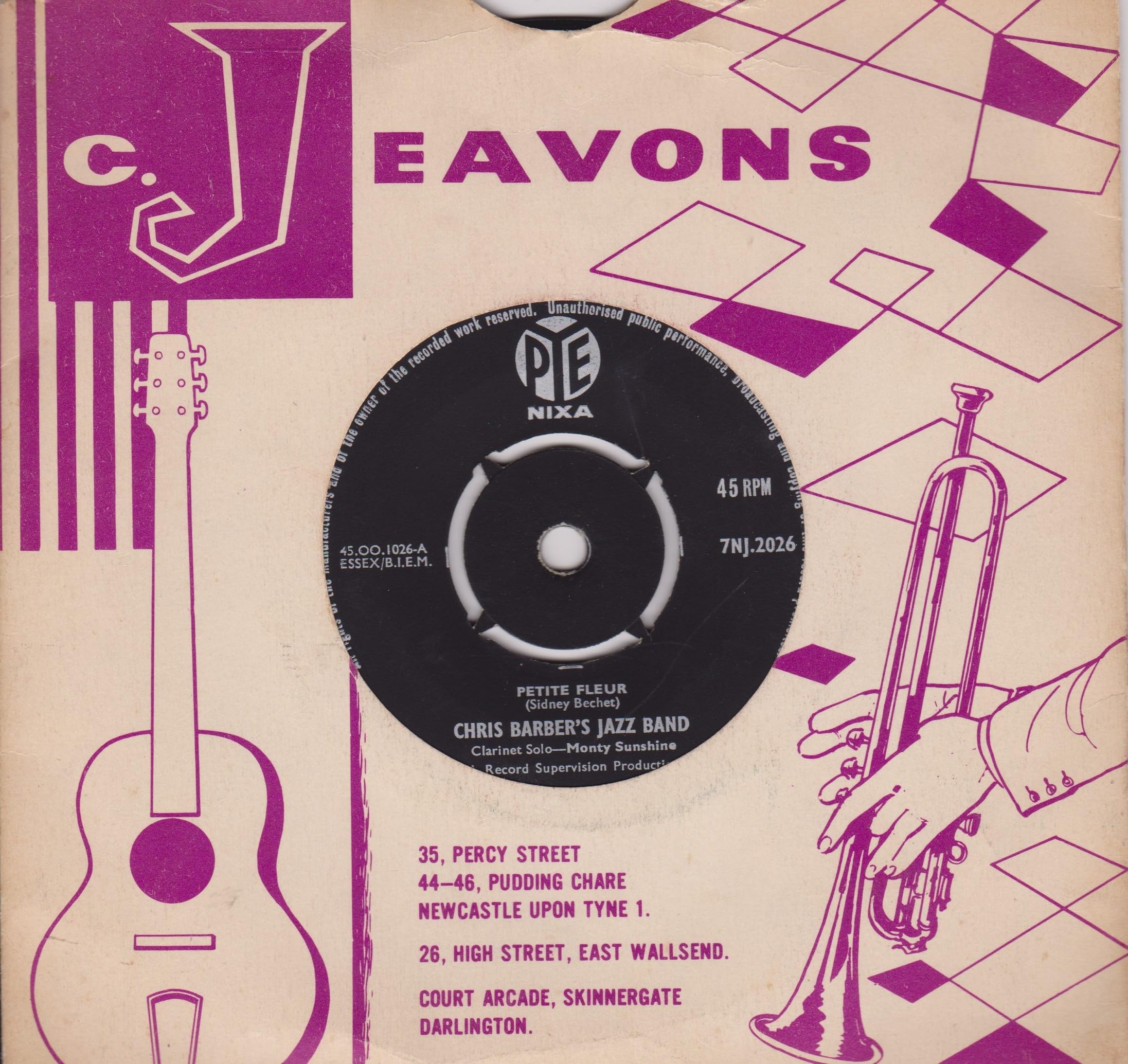 Chris Barber's Jazz Band – Petite Fleu (Pye 1958) 7" vinyl single VG/-