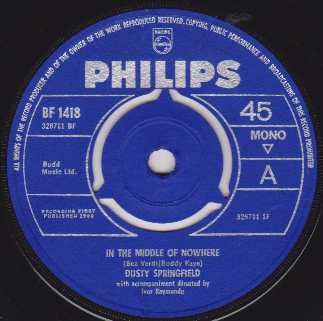 Dusty Springfield – In The Middle Of Nowhere (Philips 1965) 7" vinyl single VG/