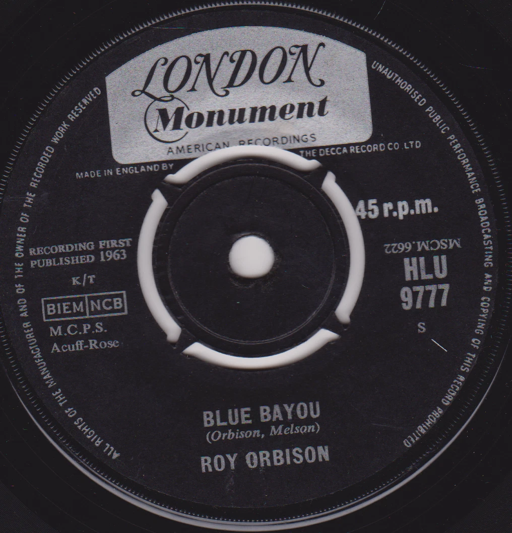 Roy Orbison - Blue Bayou (London 1963) 7" vinyl single VG/-