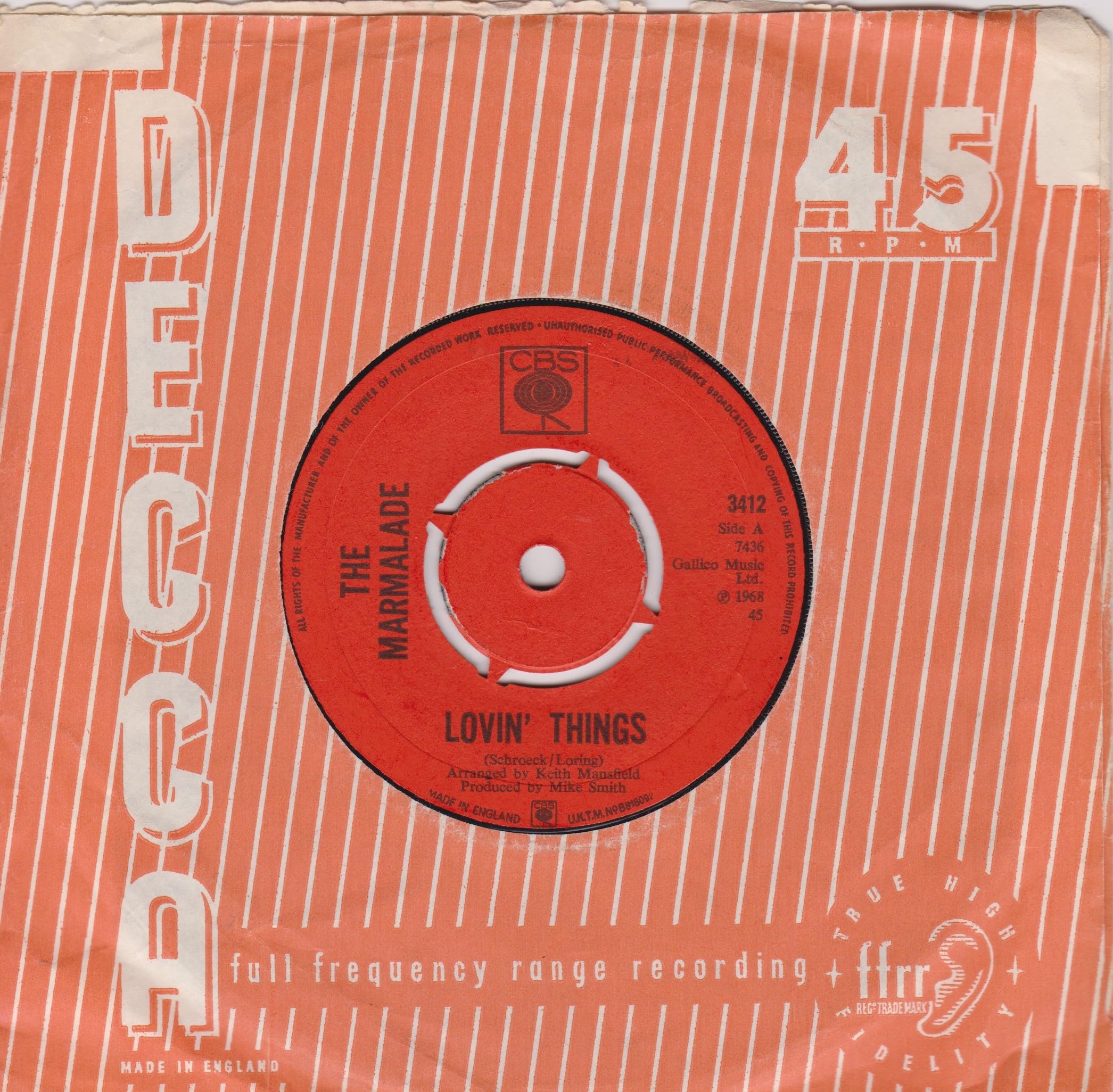 The Marmalade - Lovin' Things (CBS 1968) 7" vinyl single VG/-
