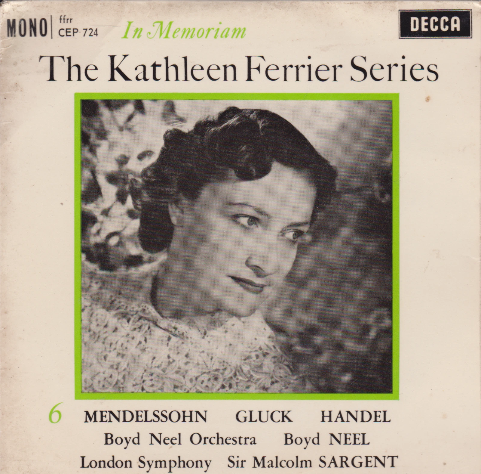 Kathleen Ferrier - In Memoriam 6 (Decca 1962) 7" vinyl P/S EP VG/VG