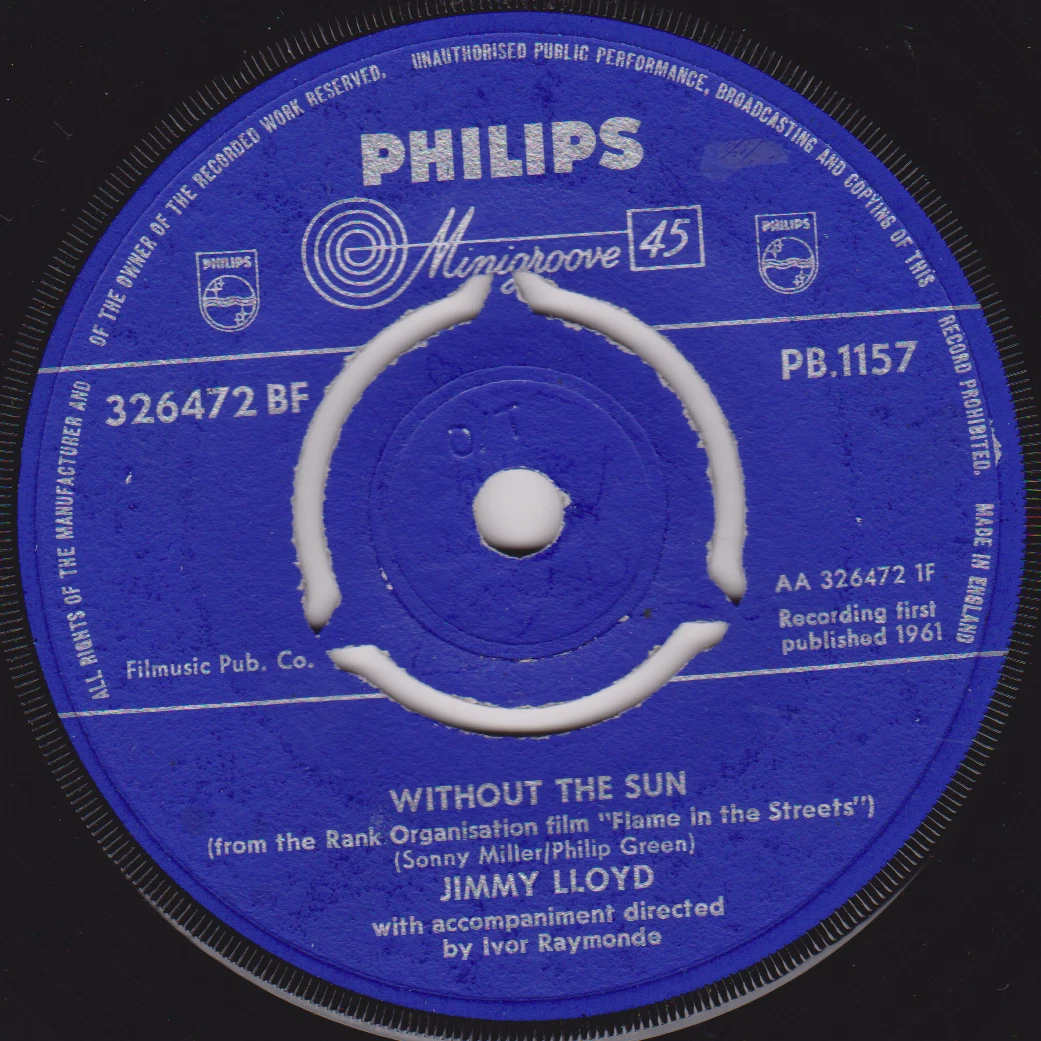 Jimmy Lloyd – Without The Sun (Philips 1961) 7" vinyl single VG/-