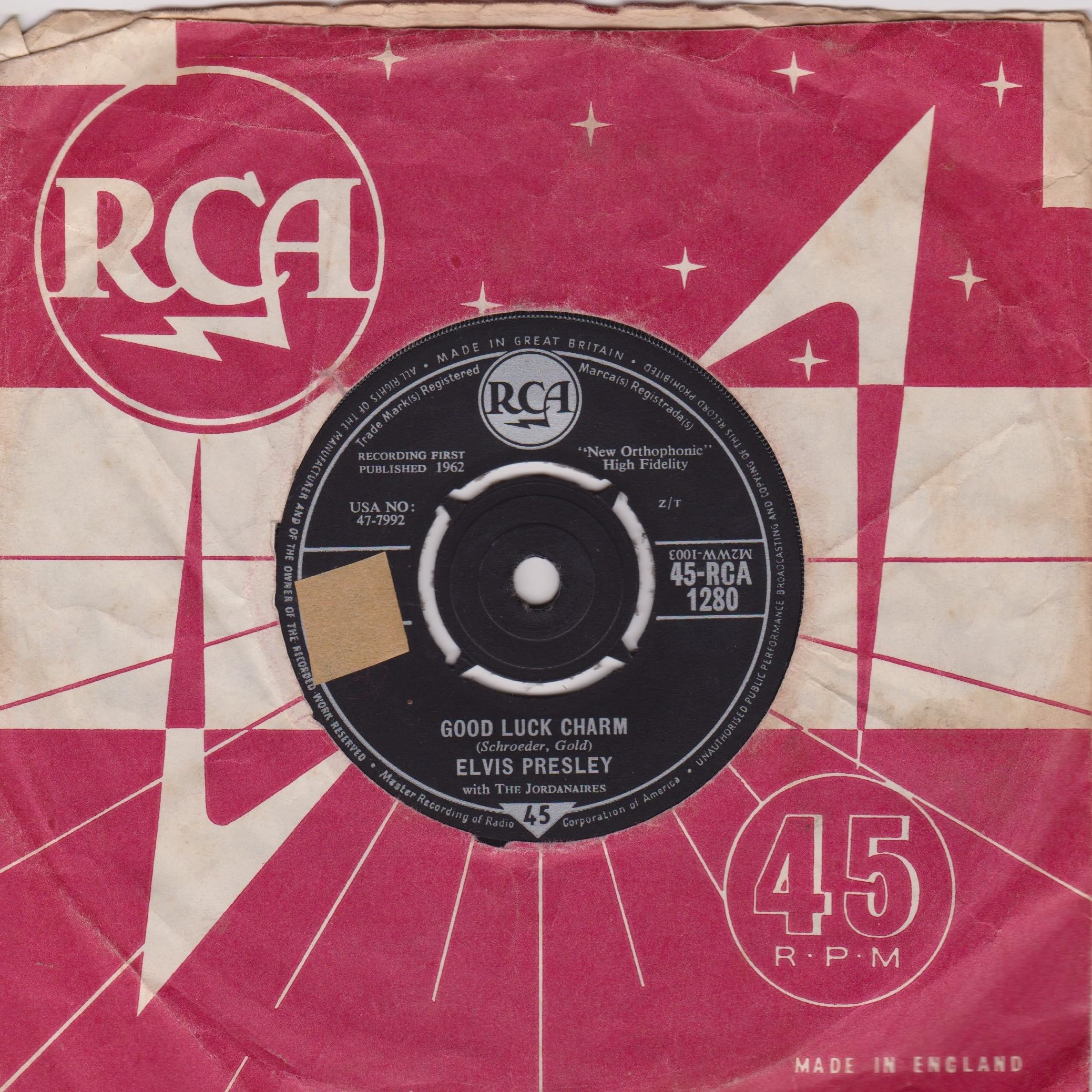 Elvis Presley – Good Luck Charm (RCA 1962) 7" vinyl single VG/VG