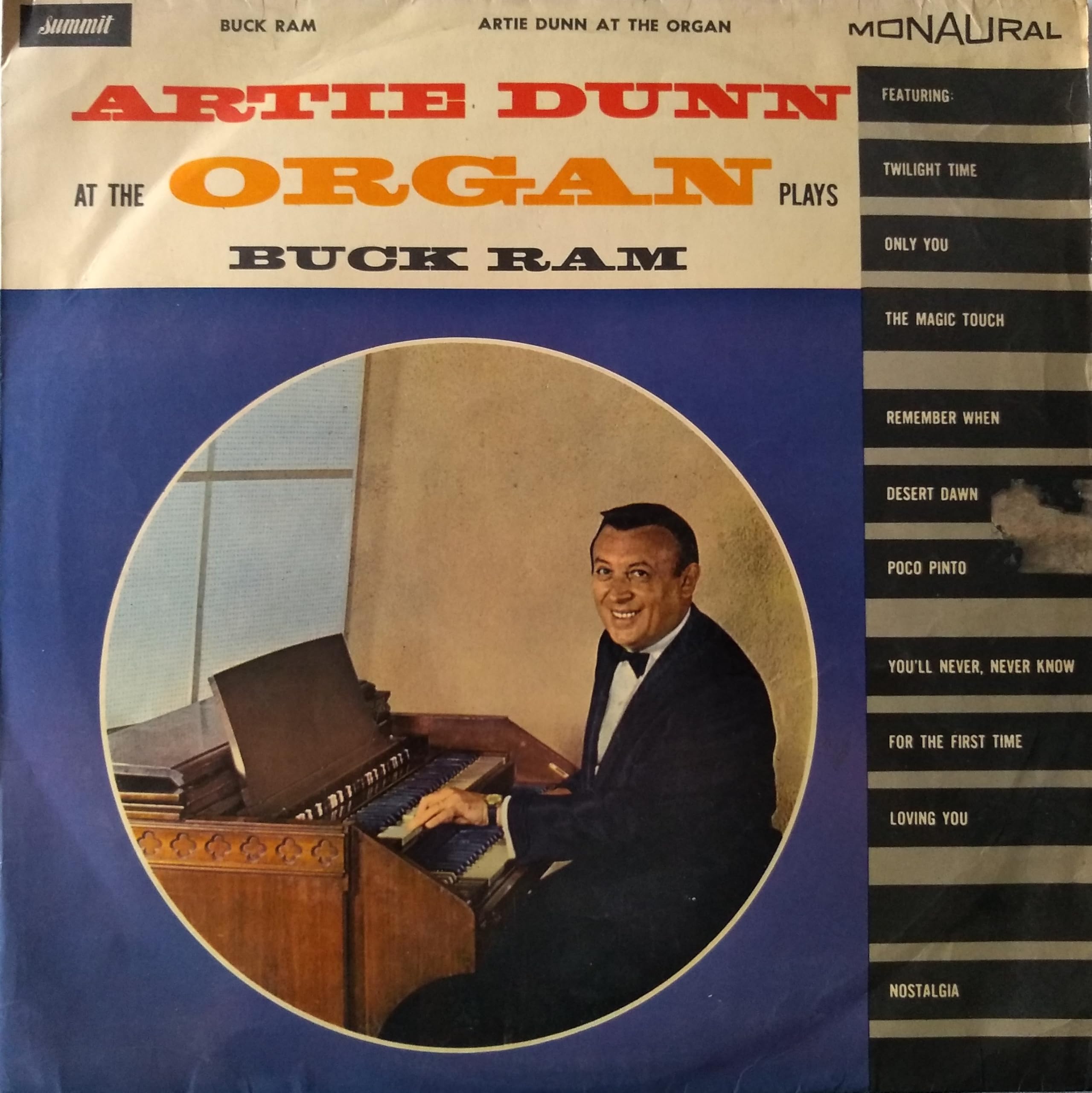 Artie Dunn at the Organ Plays Buck Ram (Fidelio 1964) 12" vinyl LP VG/VG