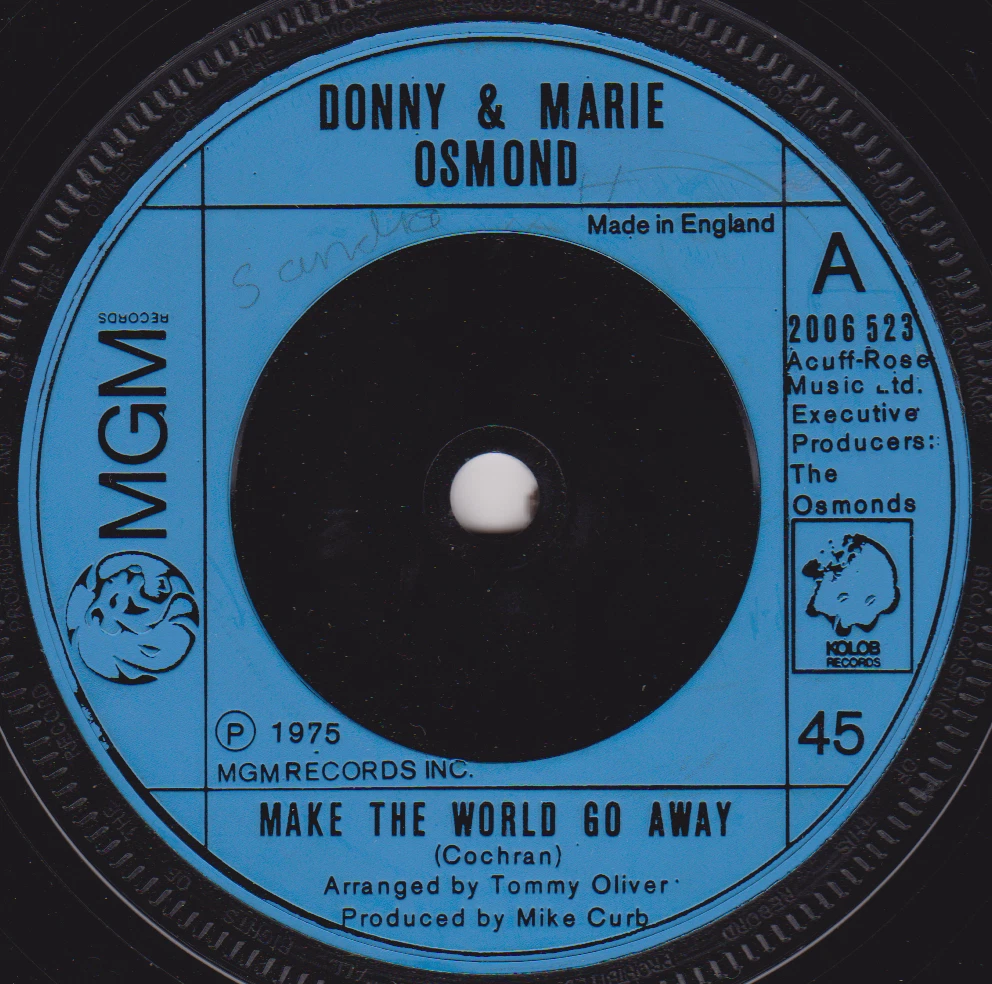 Donny And Marie Osmond - Make The World Go Away (MGM 1975) 7" vinyl single VG/-