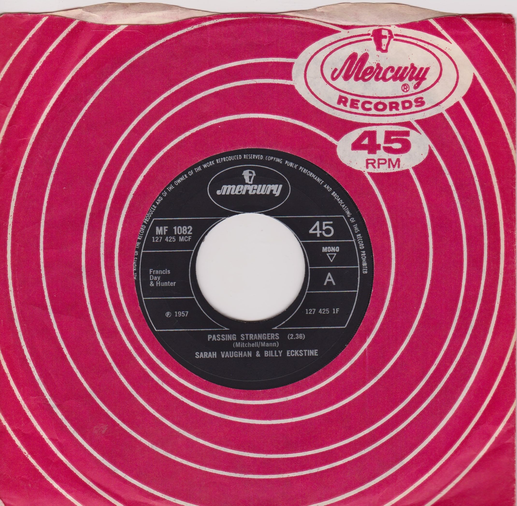 Sarah Vaughan & Billy Eckstine – Passing Strangers (Mercury 1969) 7" vinyl single VG/- jukebox centre
