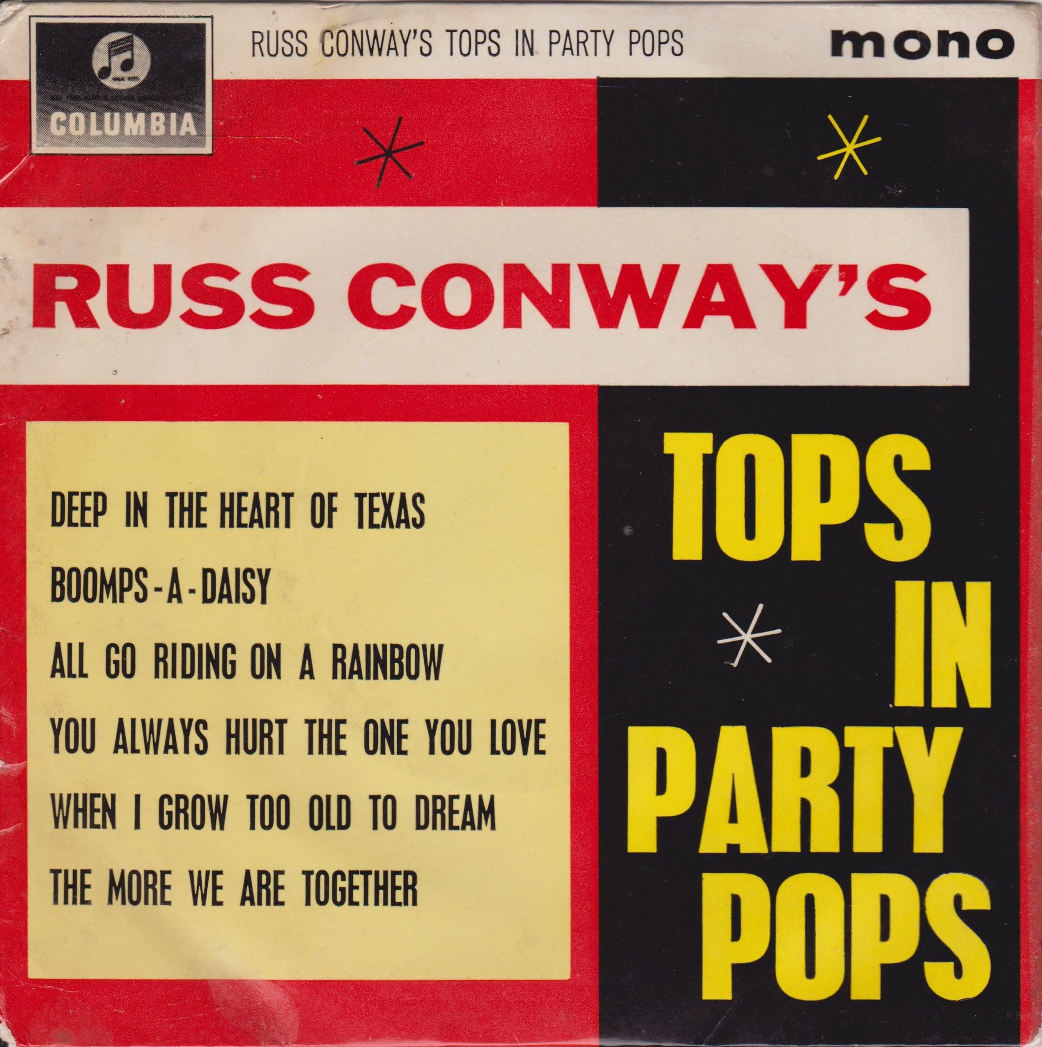 Russ Conway's Tops in Party Pops (Columbia 1961) 7" vinyl EP VG/VG