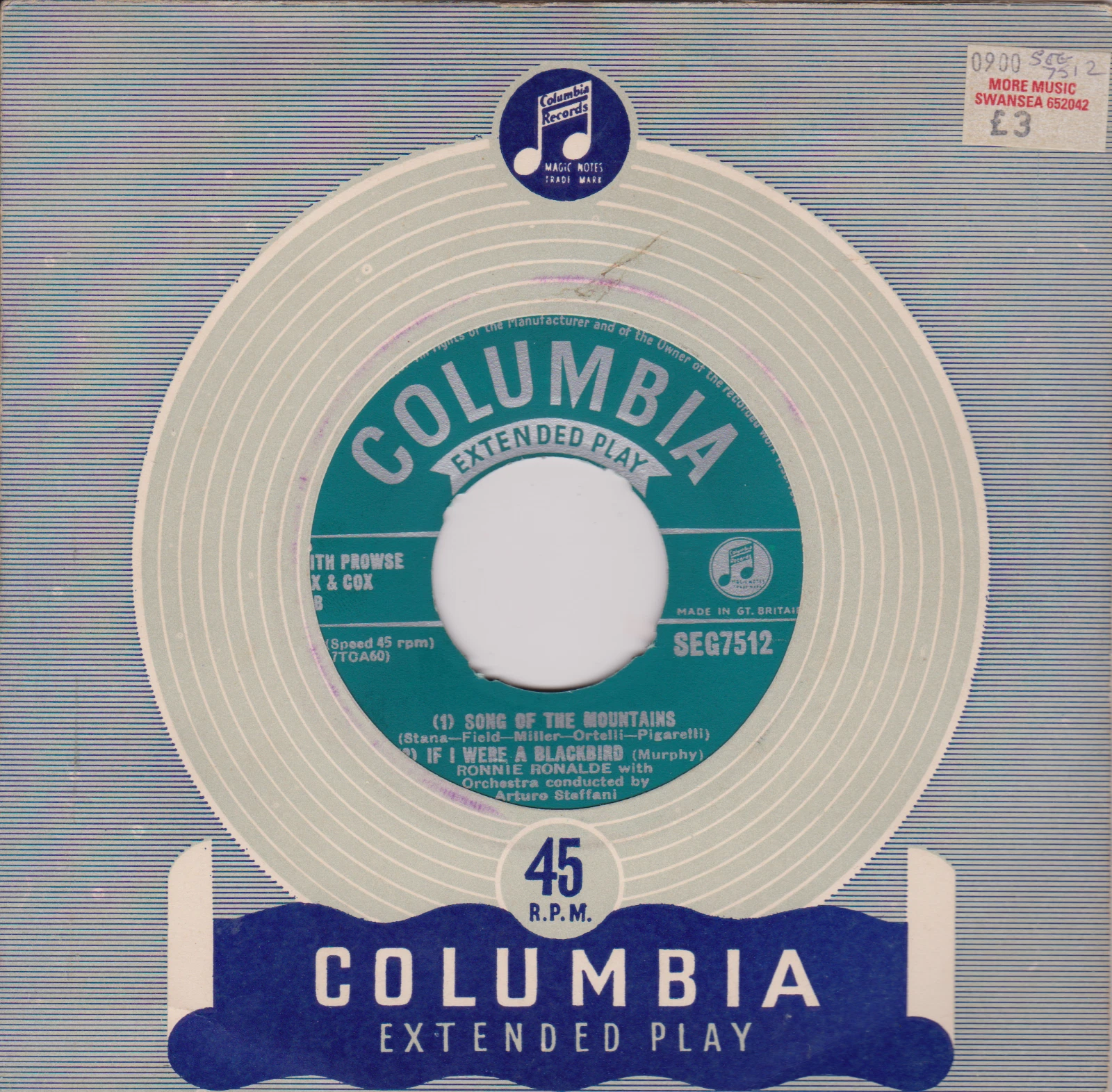 Ronnie Ronalde - Song Of The Mountains (1954) 7" vinyl EP VG/VG jukebox