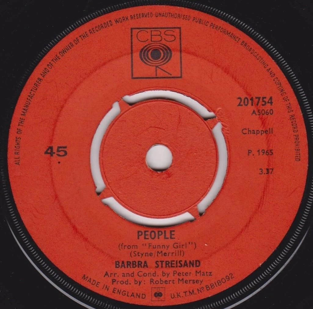Barbra Streisand – People (CBS 1966) 7" vinyl single VG/-